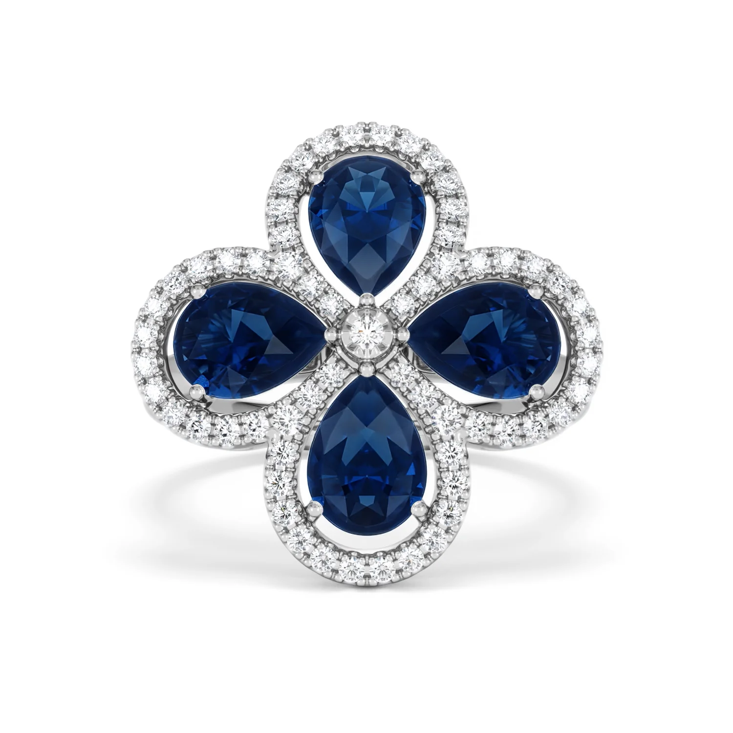 Bloom 3.40ct Lab Sapphire and Lab Diamond Ring in 18K White Gold - Image 9