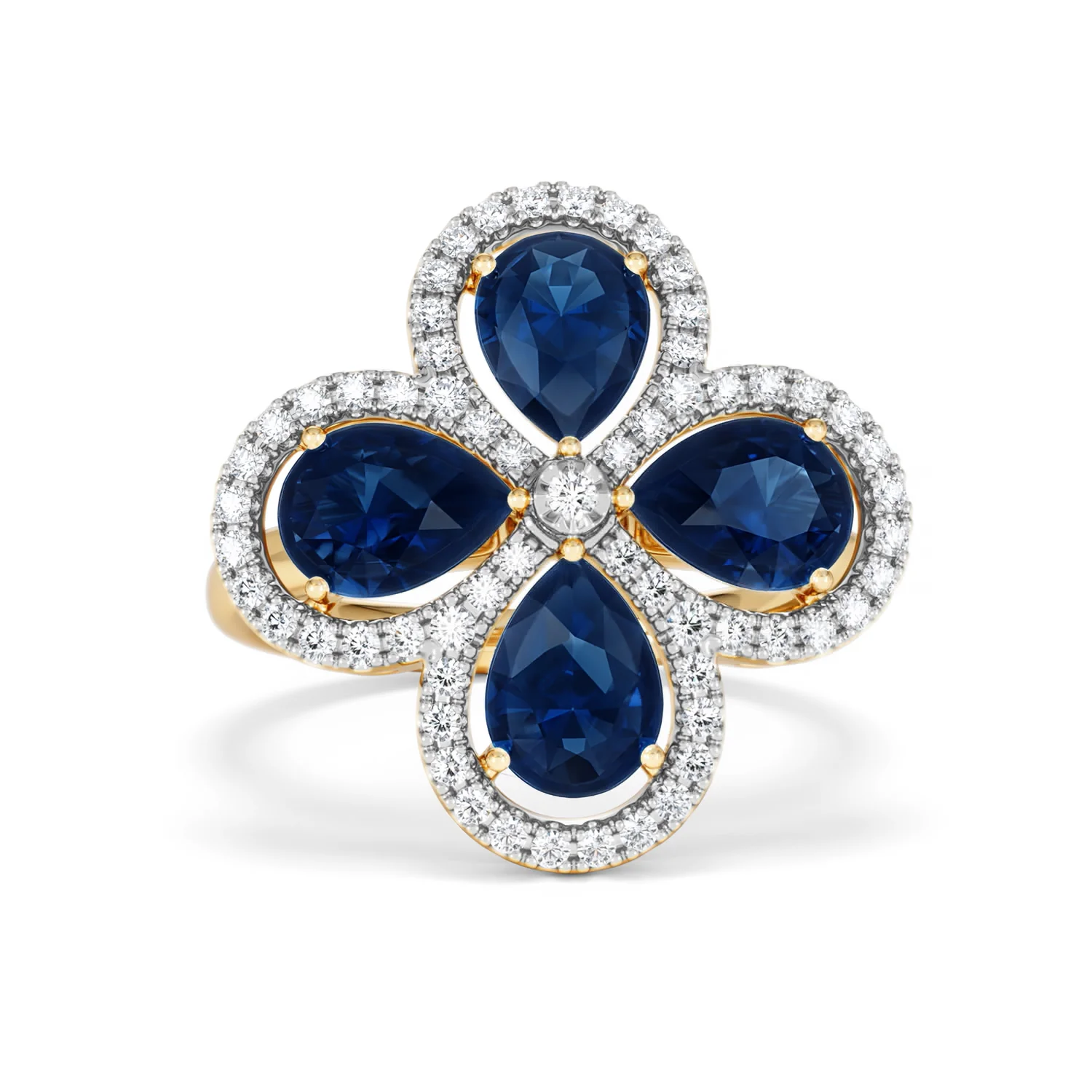 Bloom 3.40ct Lab Sapphire and Lab Diamond Ring in 18K Yellow Gold - Image 10