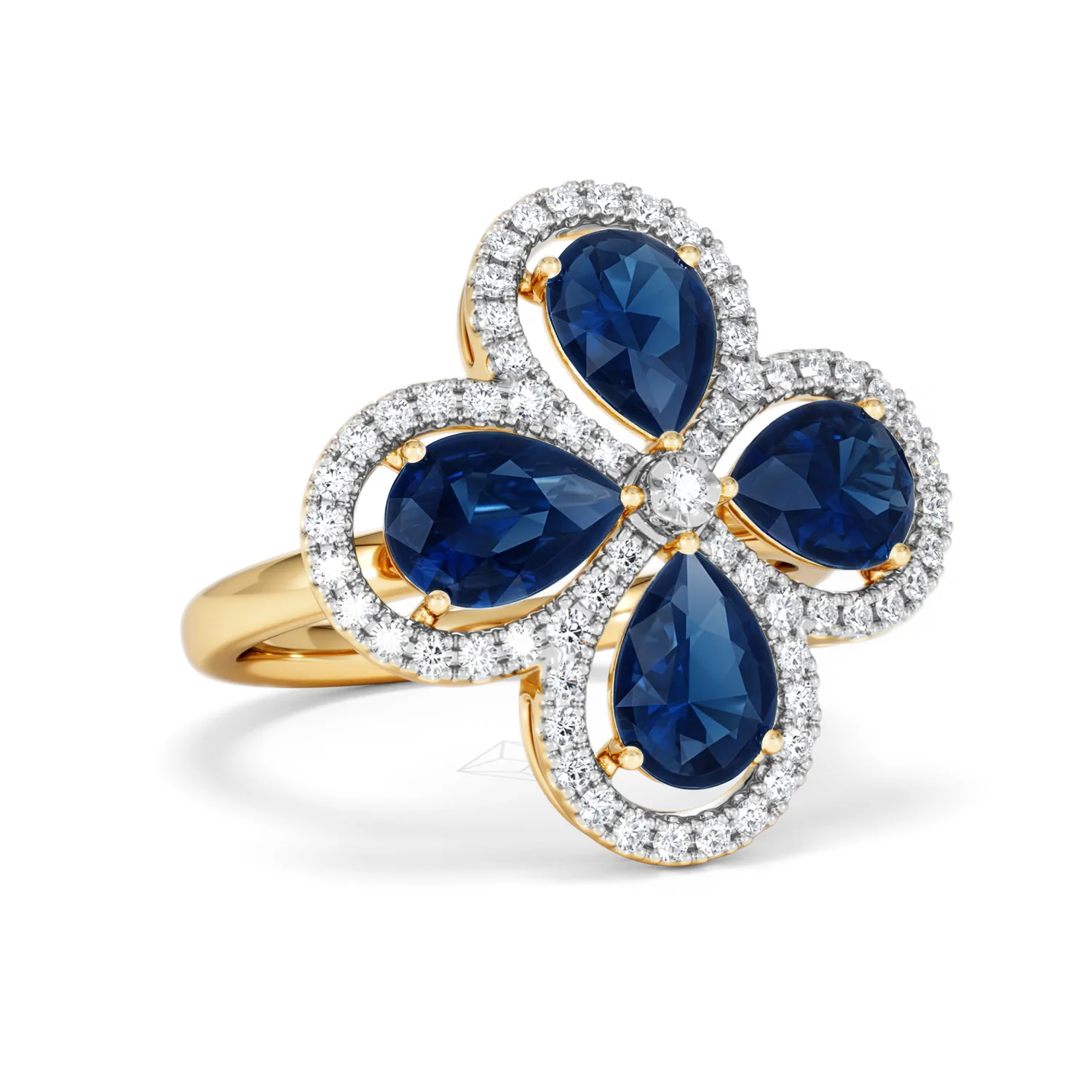 Bloom 3.40ct Lab Sapphire and Lab Diamond Ring in 18K Yellow Gold - Image 14