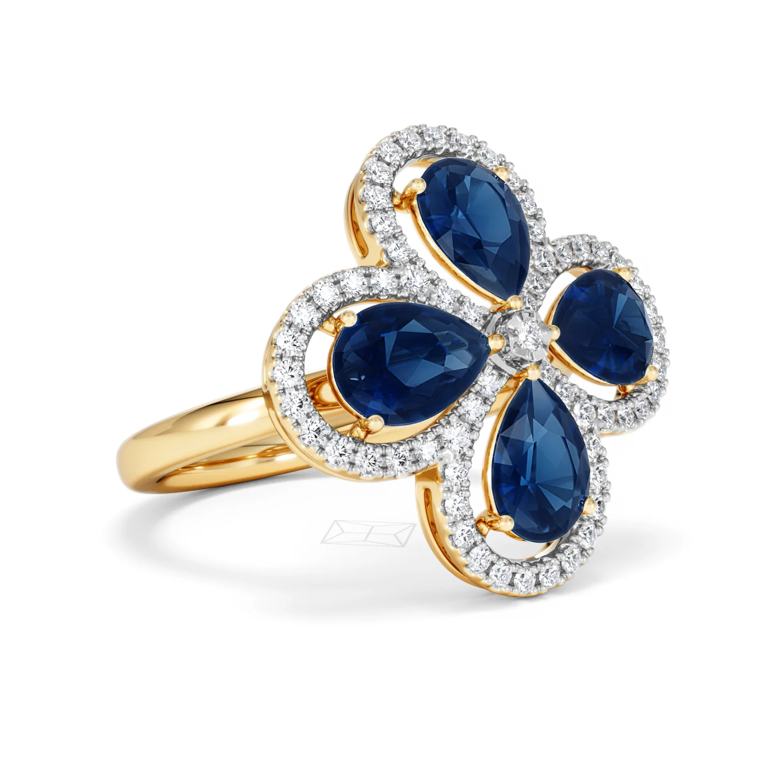 Bloom 3.40ct Lab Sapphire and Lab Diamond Ring in 18K Yellow Gold - Image 17