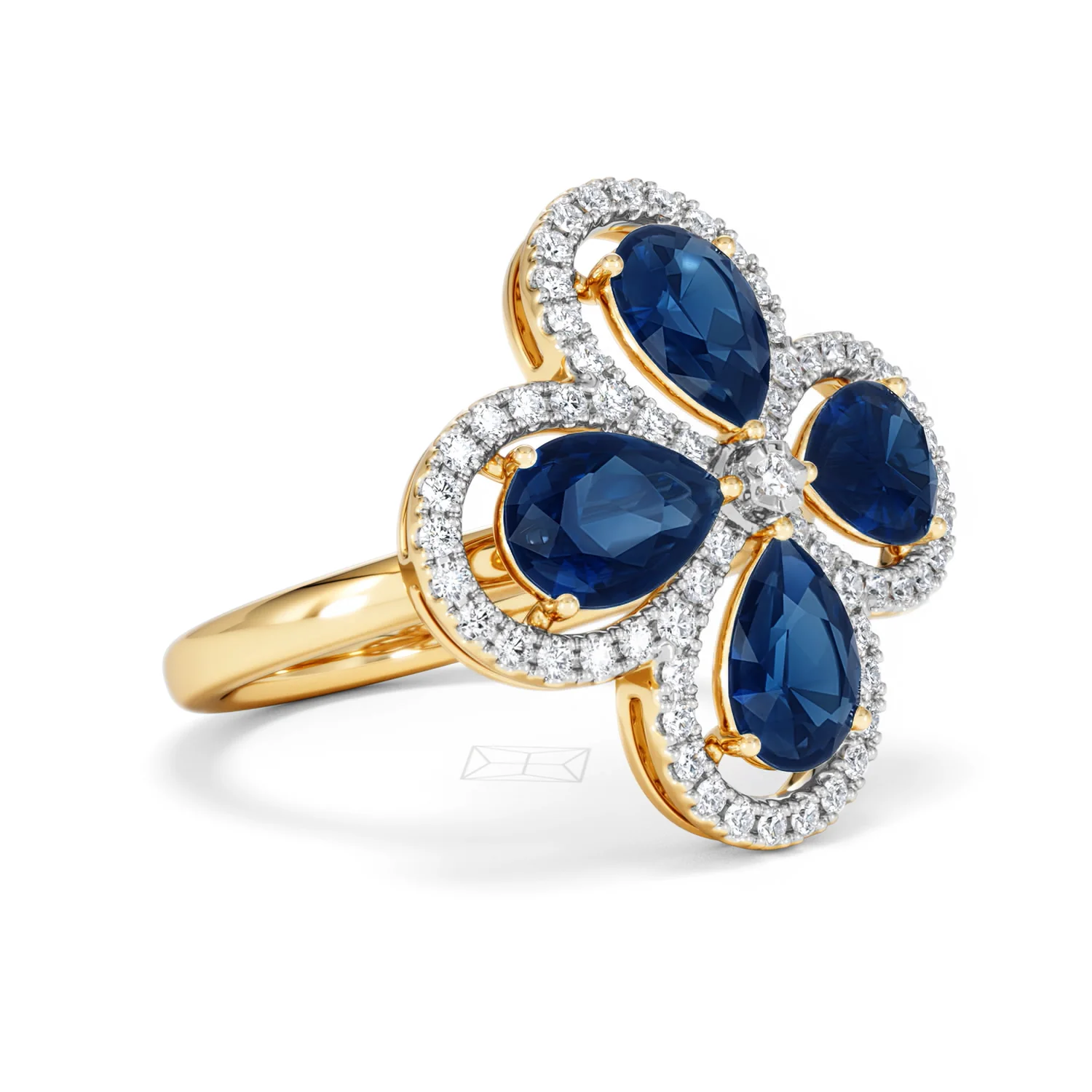 Bloom 3.40ct Lab Sapphire and Lab Diamond Ring in 18K Yellow Gold - Image 18