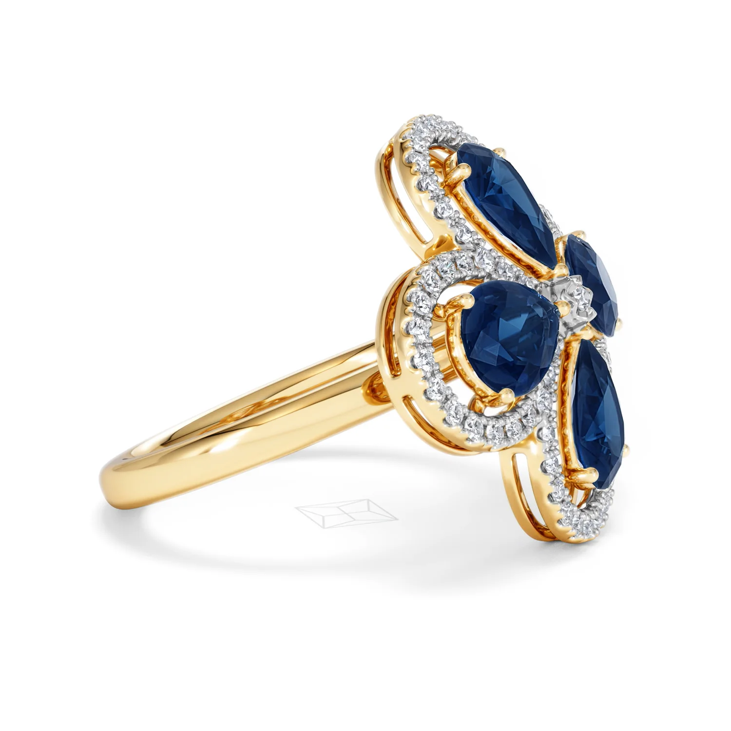 Bloom 3.40ct Lab Sapphire and Lab Diamond Ring in 18K Yellow Gold - Image 24