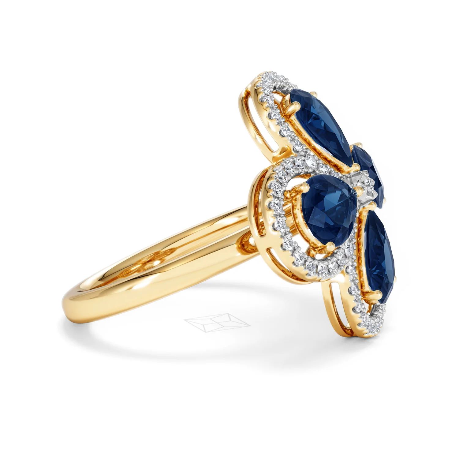 Bloom 3.40ct Lab Sapphire and Lab Diamond Ring in 18K Yellow Gold - Image 25