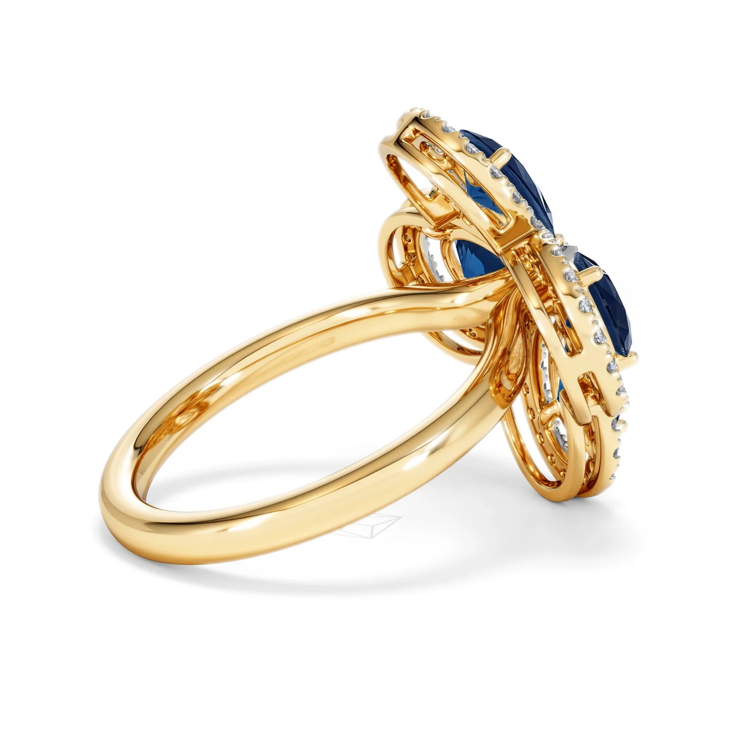 Bloom 3.40ct Lab Sapphire and Lab Diamond Ring in 18K Yellow Gold - Image 34