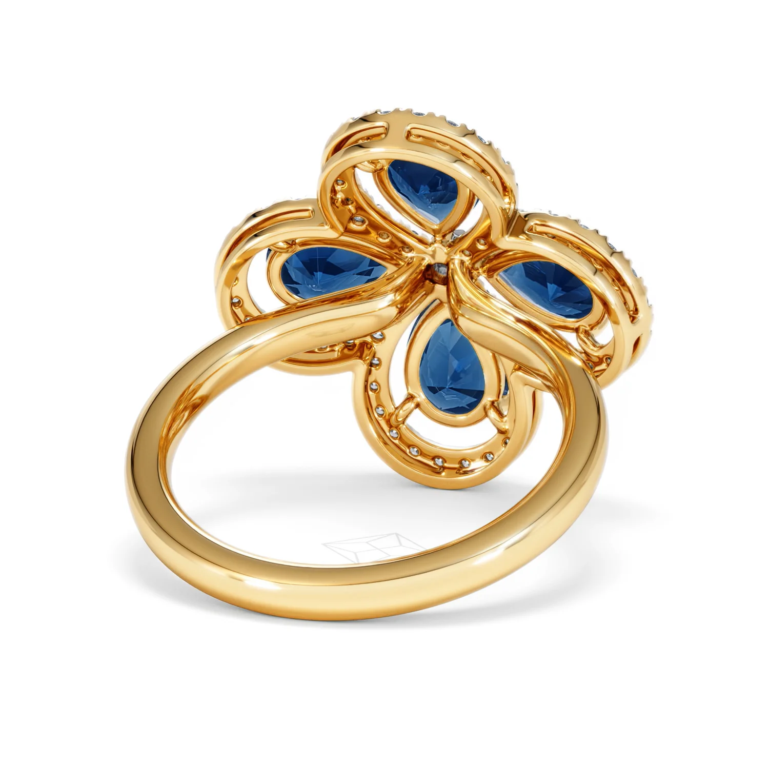Bloom 3.40ct Lab Sapphire and Lab Diamond Ring in 18K Yellow Gold - Image 45