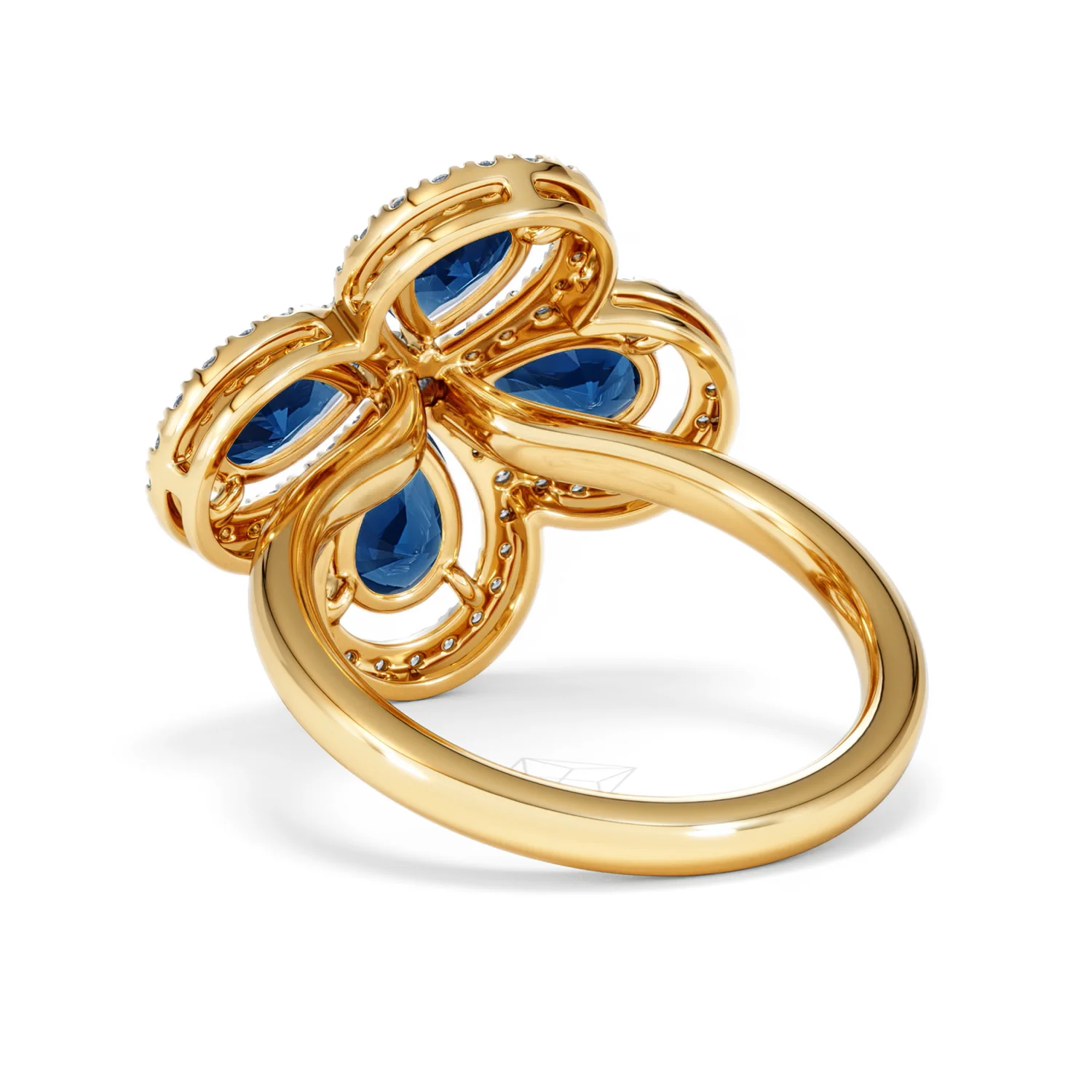 Bloom 3.40ct Lab Sapphire and Lab Diamond Ring in 18K Yellow Gold - Image 55