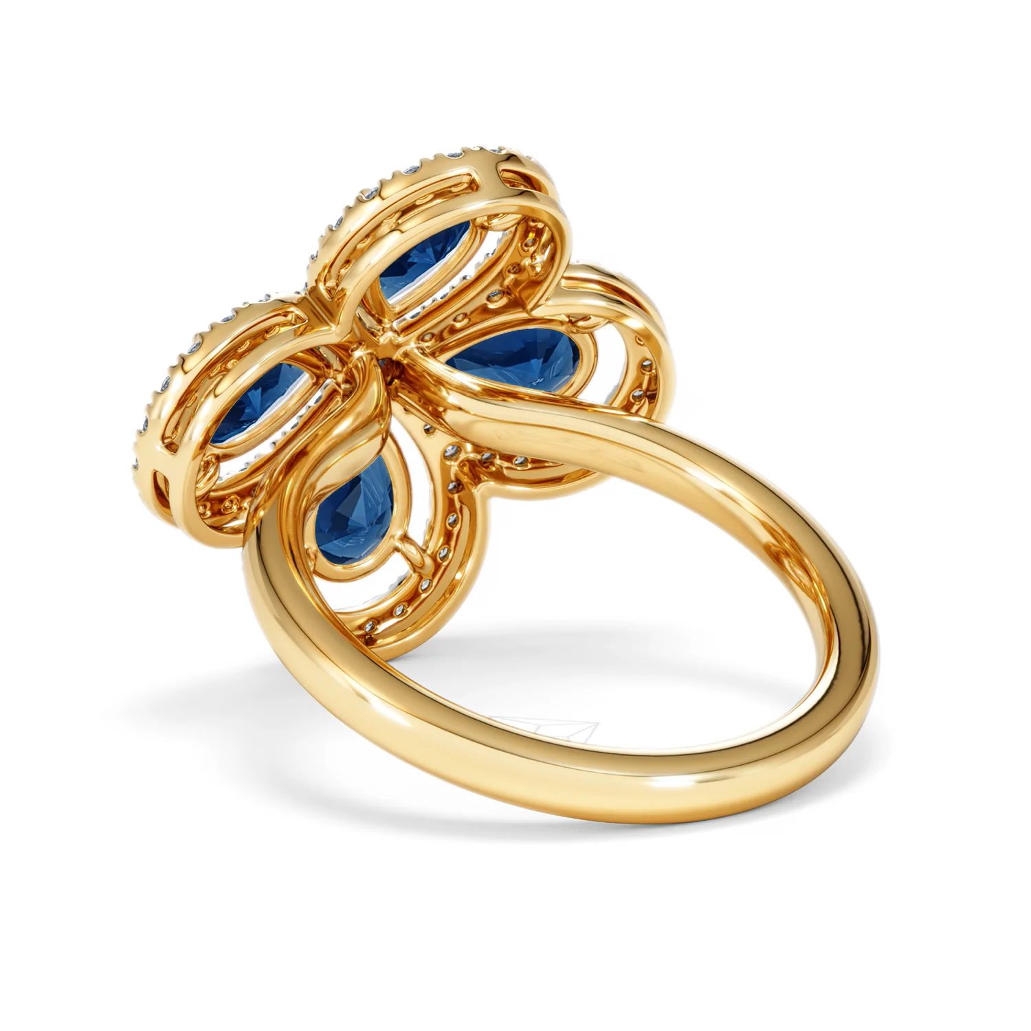 Bloom 3.40ct Lab Sapphire and Lab Diamond Ring in 18K Yellow Gold - Image 56