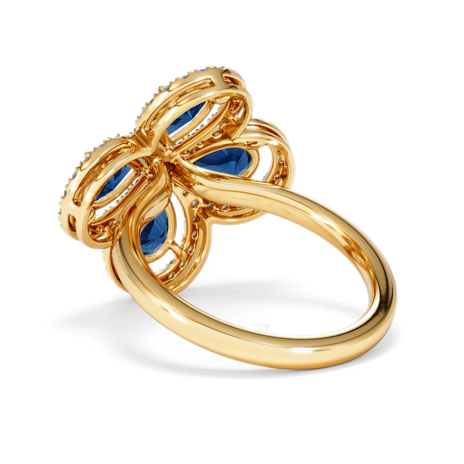 Bloom 3.40ct Lab Sapphire and Lab Diamond Ring in 18K Yellow Gold - Image 57