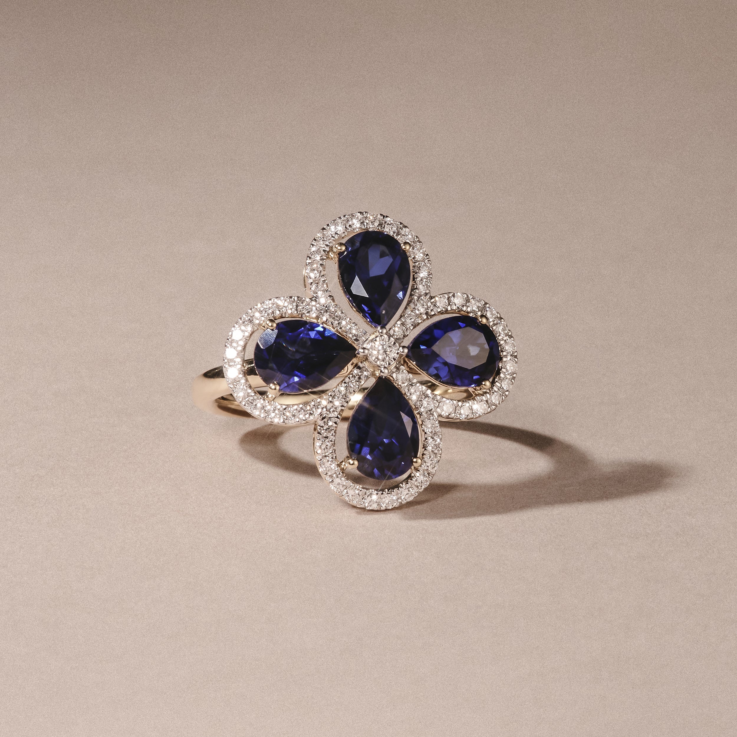Bloom 3.40ct Lab Sapphire and Lab Diamond Ring in 18K Yellow Gold - Image 6