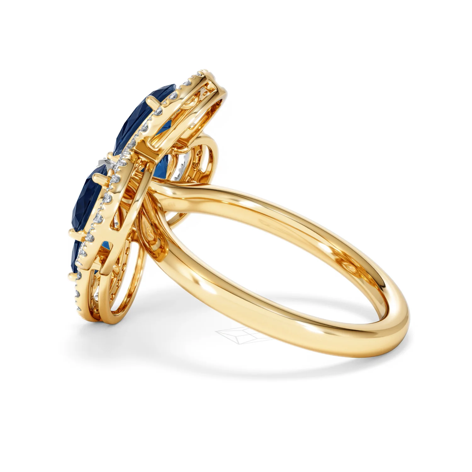 Bloom 3.40ct Lab Sapphire and Lab Diamond Ring in 18K Yellow Gold - Image 65