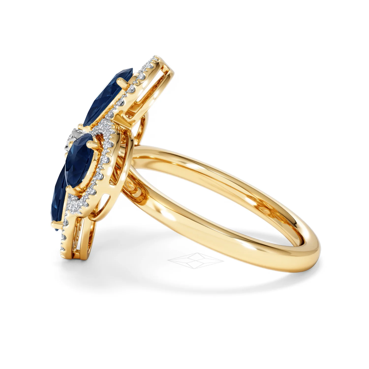 Bloom 3.40ct Lab Sapphire and Lab Diamond Ring in 18K Yellow Gold - Image 68