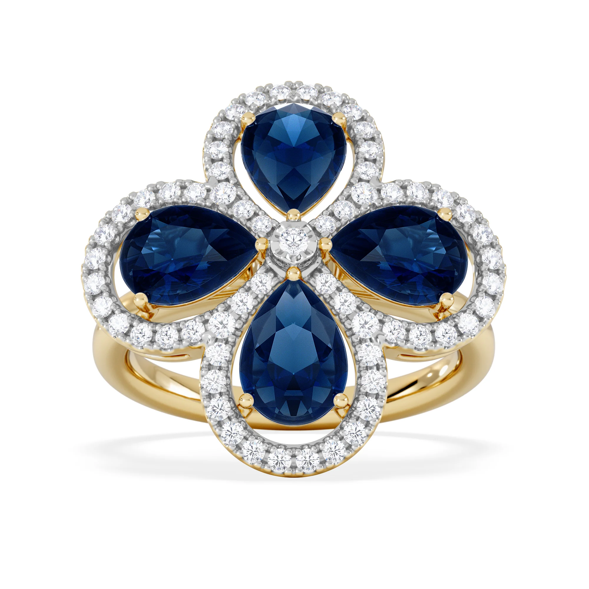 Bloom 3.40ct Lab Sapphire and Lab Diamond Ring in 18K Yellow Gold - Image 7