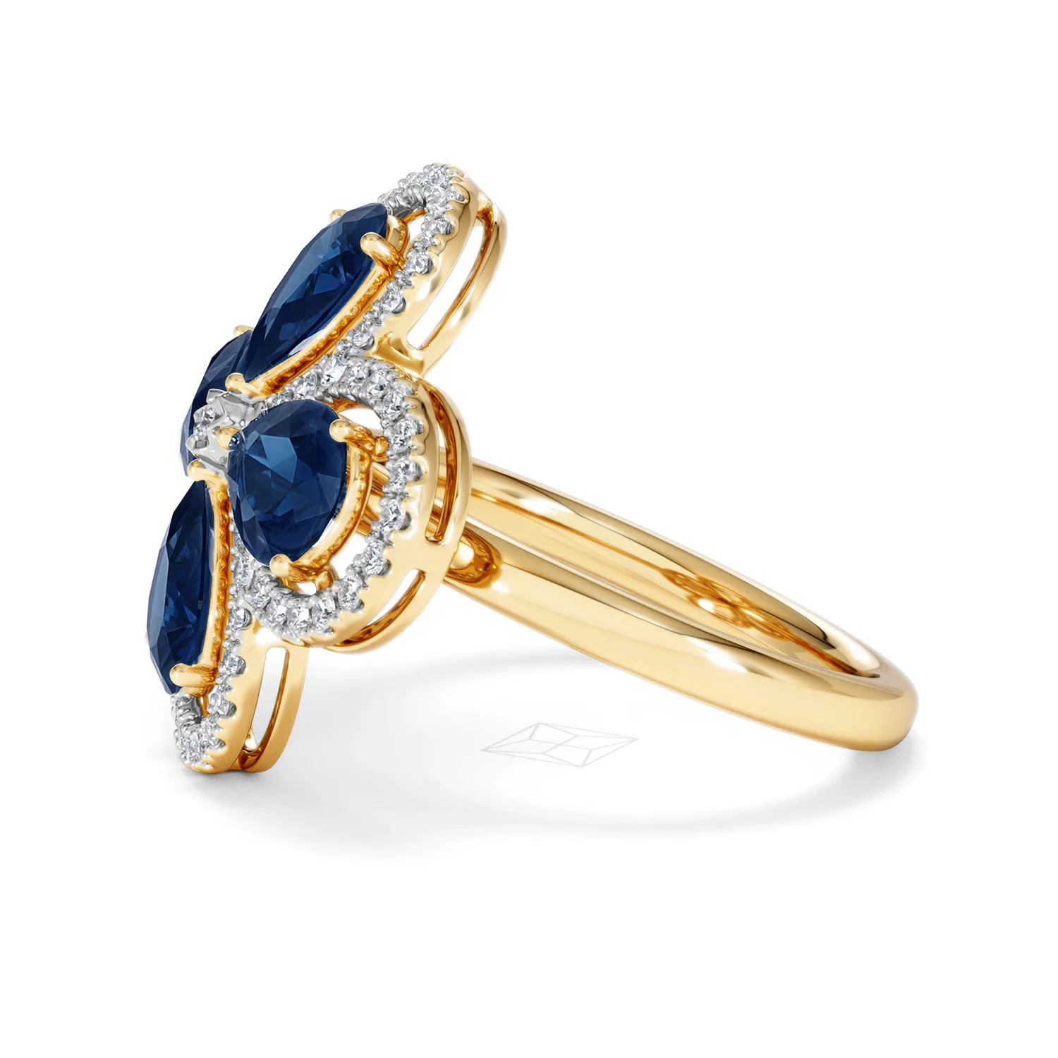 Bloom 3.40ct Lab Sapphire and Lab Diamond Ring in 18K Yellow Gold - Image 72