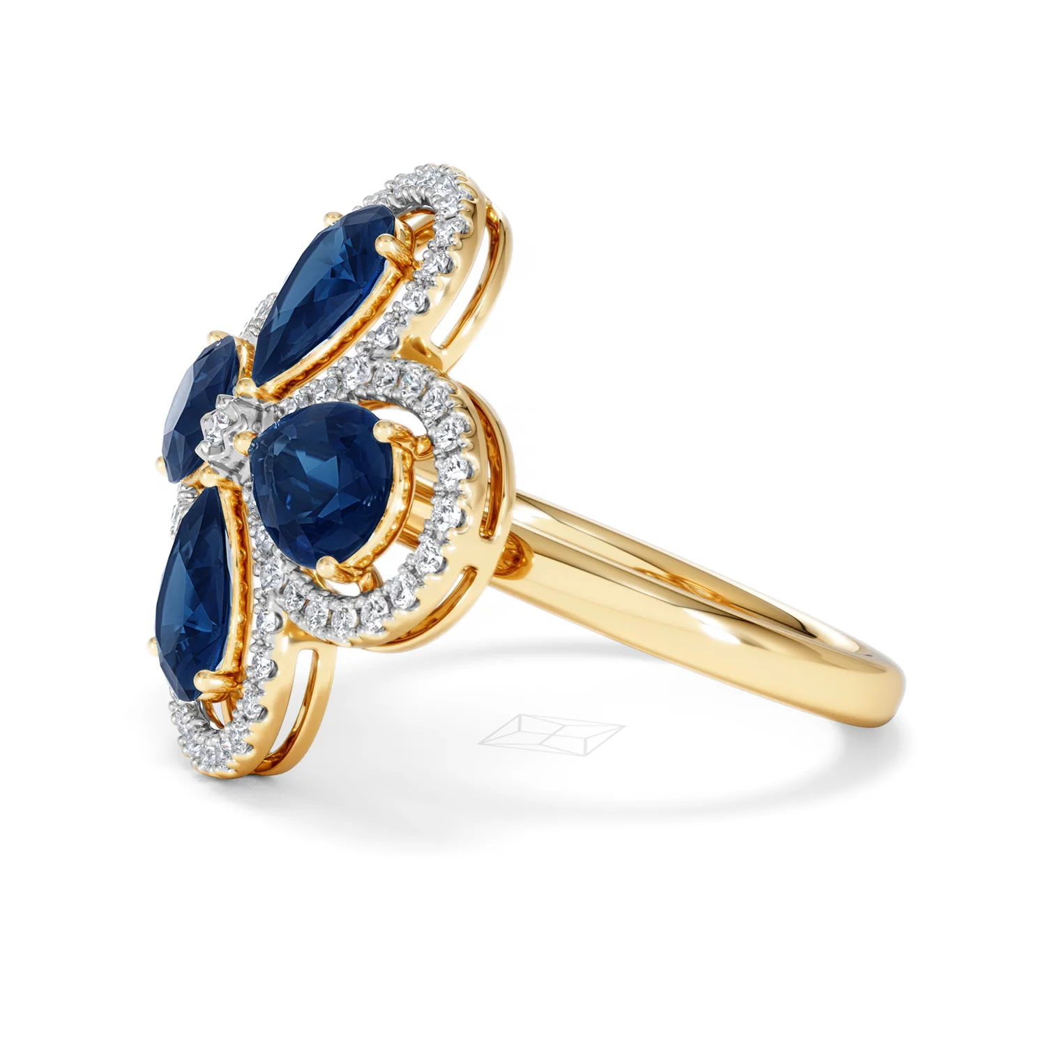 Bloom 3.40ct Lab Sapphire and Lab Diamond Ring in 18K Yellow Gold - Image 74
