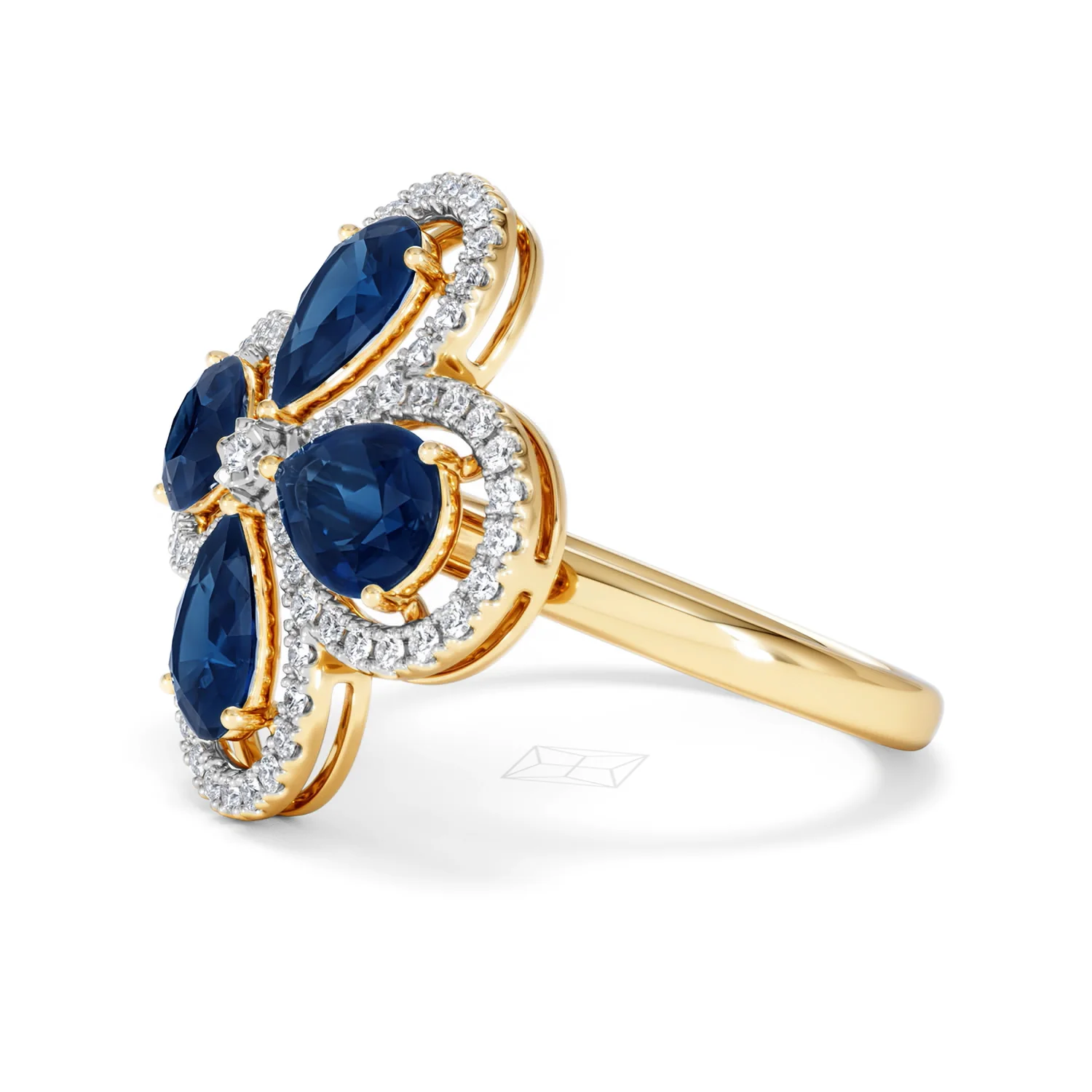 Bloom 3.40ct Lab Sapphire and Lab Diamond Ring in 18K Yellow Gold - Image 75