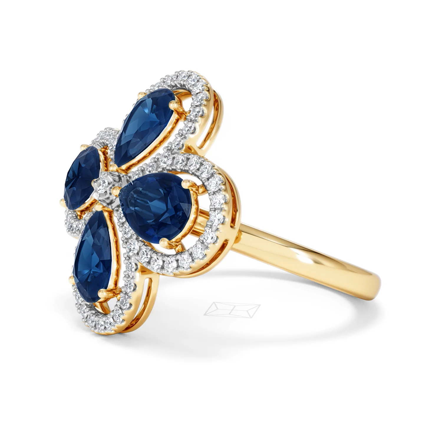 Bloom 3.40ct Lab Sapphire and Lab Diamond Ring in 18K Yellow Gold - Image 76