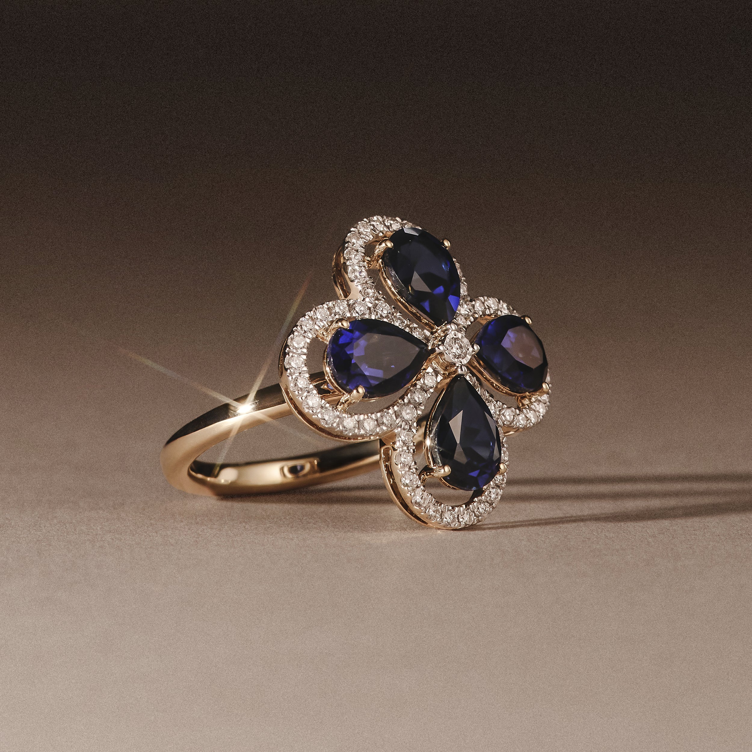 Bloom 3.40ct Lab Sapphire and Lab Diamond Ring in 18K Yellow Gold - Image 8