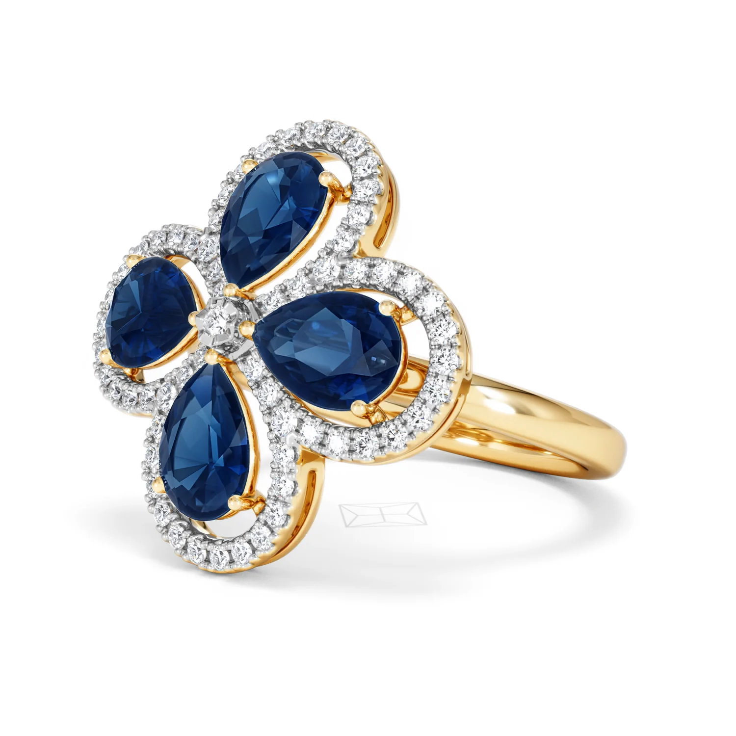 Bloom 3.40ct Lab Sapphire and Lab Diamond Ring in 18K Yellow Gold - Image 80