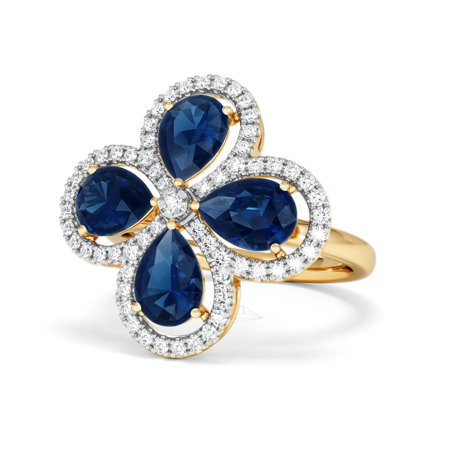 Bloom 3.40ct Lab Sapphire and Lab Diamond Ring in 18K Yellow Gold - Image 84