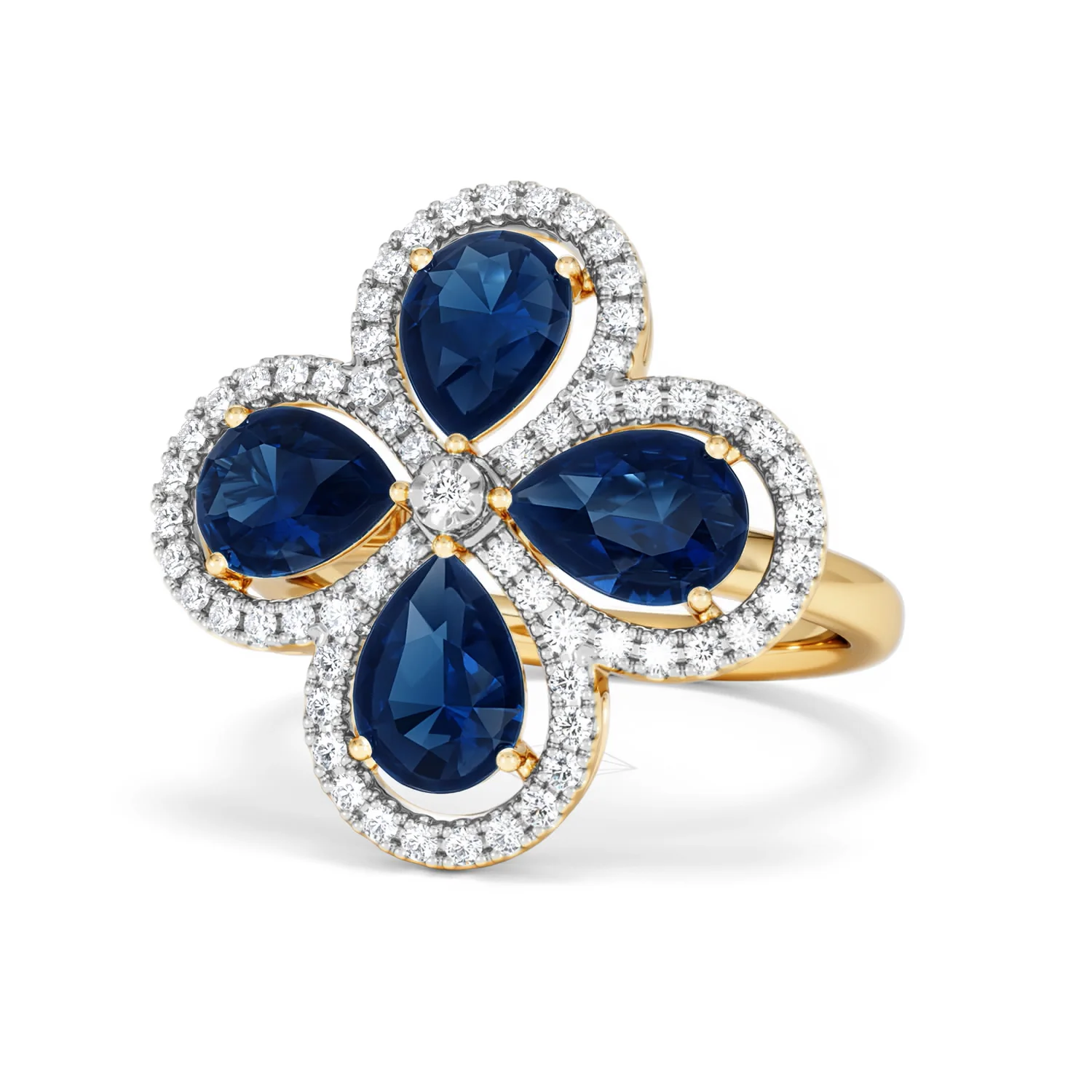 Bloom 3.40ct Lab Sapphire and Lab Diamond Ring in 18K Yellow Gold - Image 85