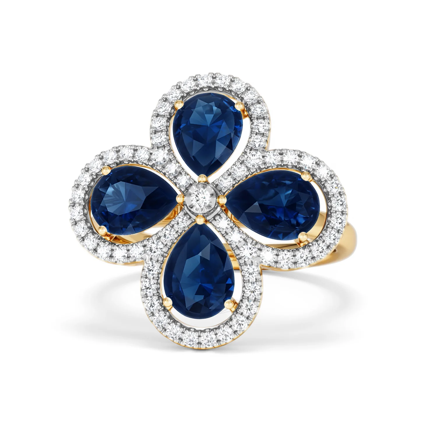 Bloom 3.40ct Lab Sapphire and Lab Diamond Ring in 18K Yellow Gold - Image 87
