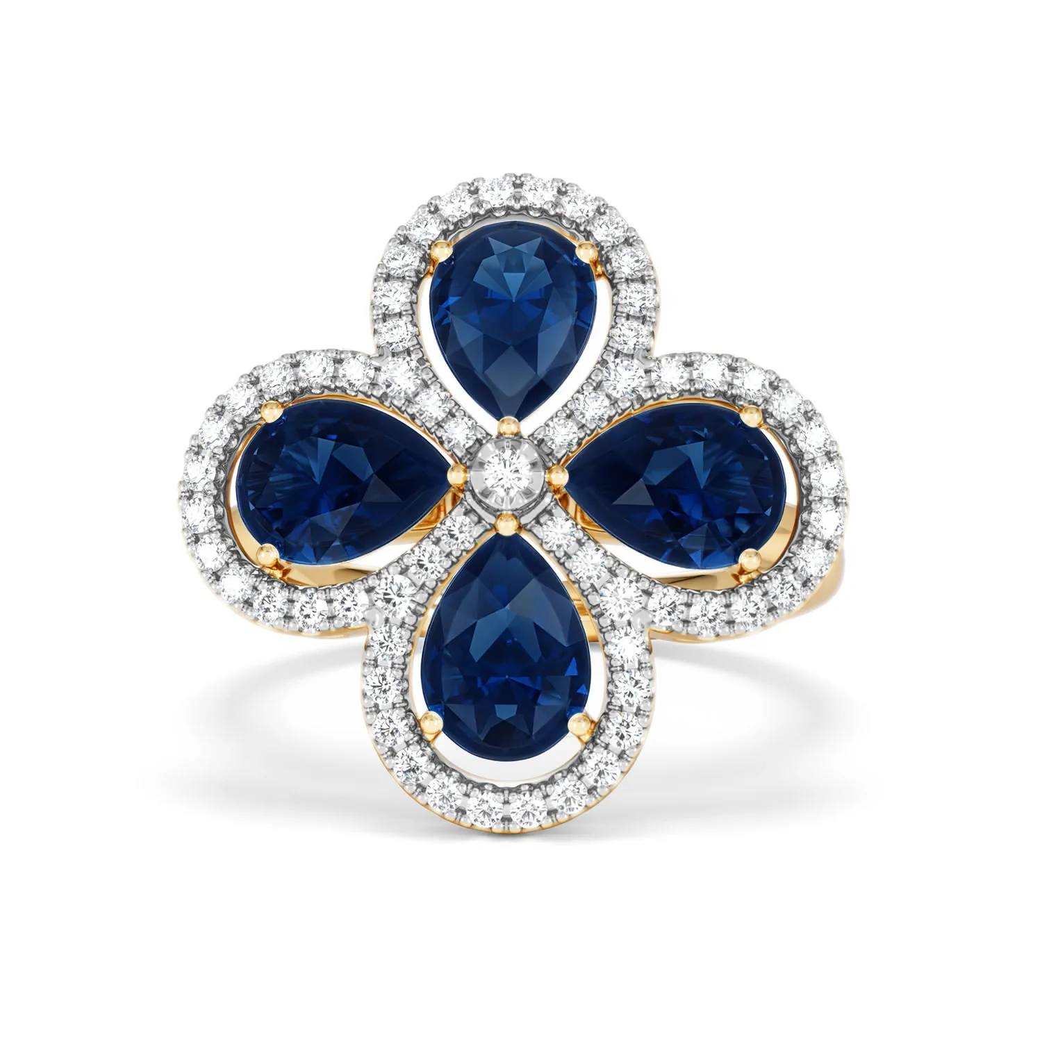 Bloom 3.40ct Lab Sapphire and Lab Diamond Ring in 18K Yellow Gold - Image 88