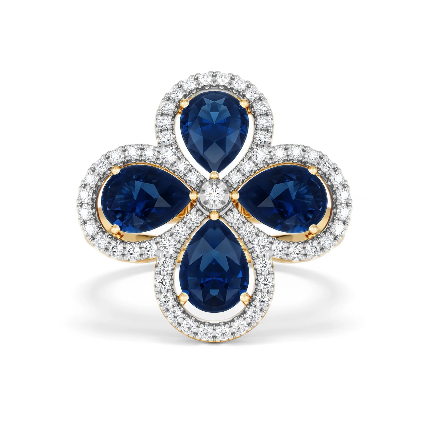 Bloom 3.40ct Lab Sapphire and Lab Diamond Ring in 18K Yellow Gold - Image 9