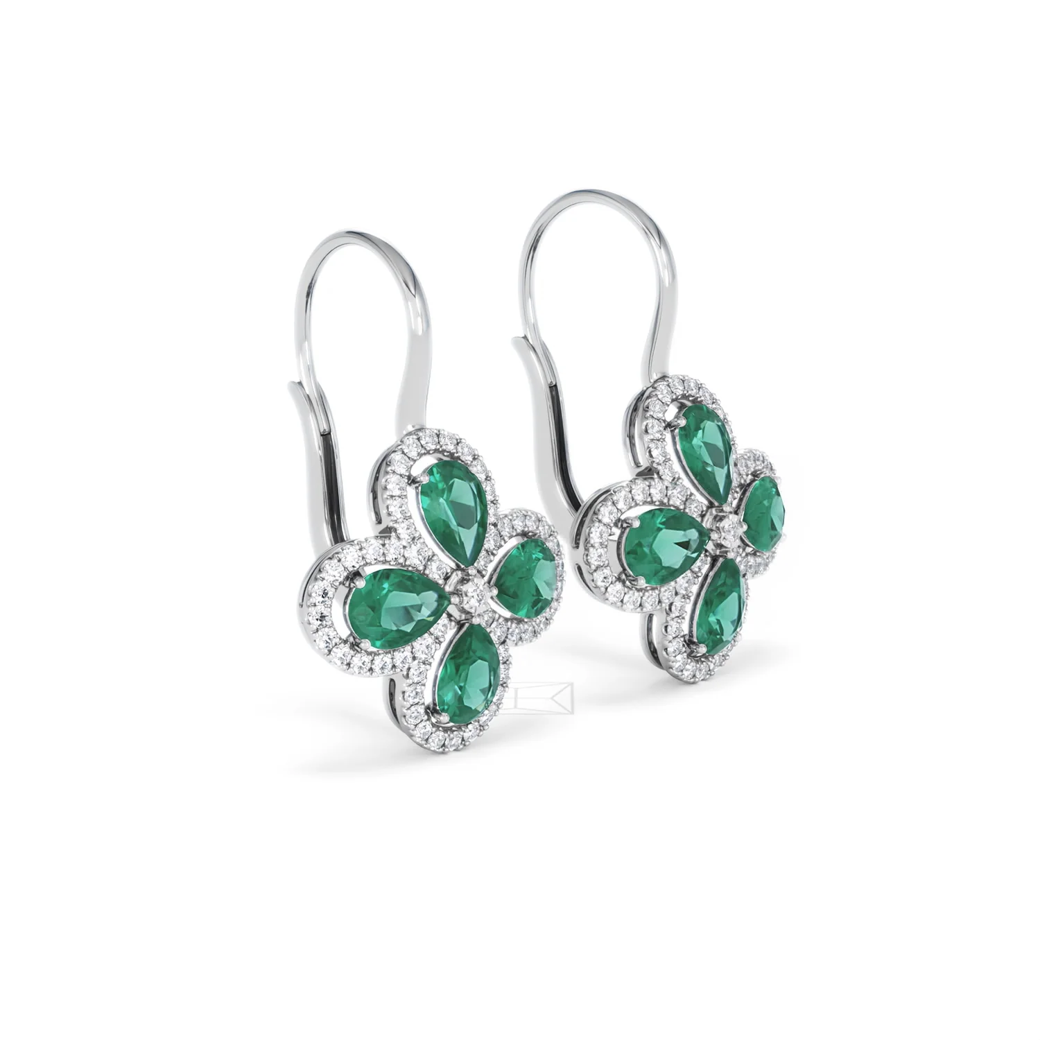 Bloom 4.75ct Lab Emerald and Lab Diamond Earrings in 18K White Gold - Image 19