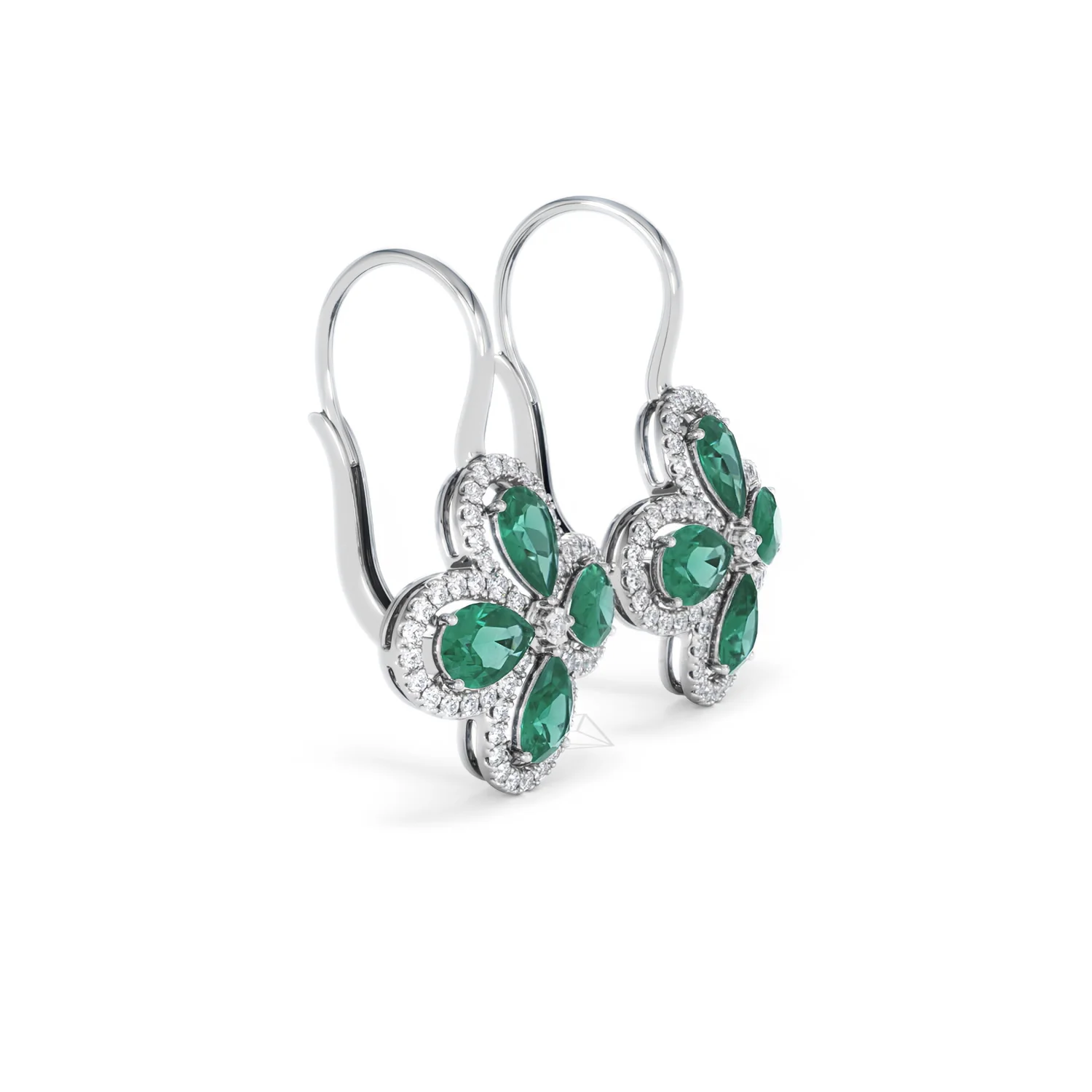 Bloom 4.75ct Lab Emerald and Lab Diamond Earrings in 18K White Gold - Image 22