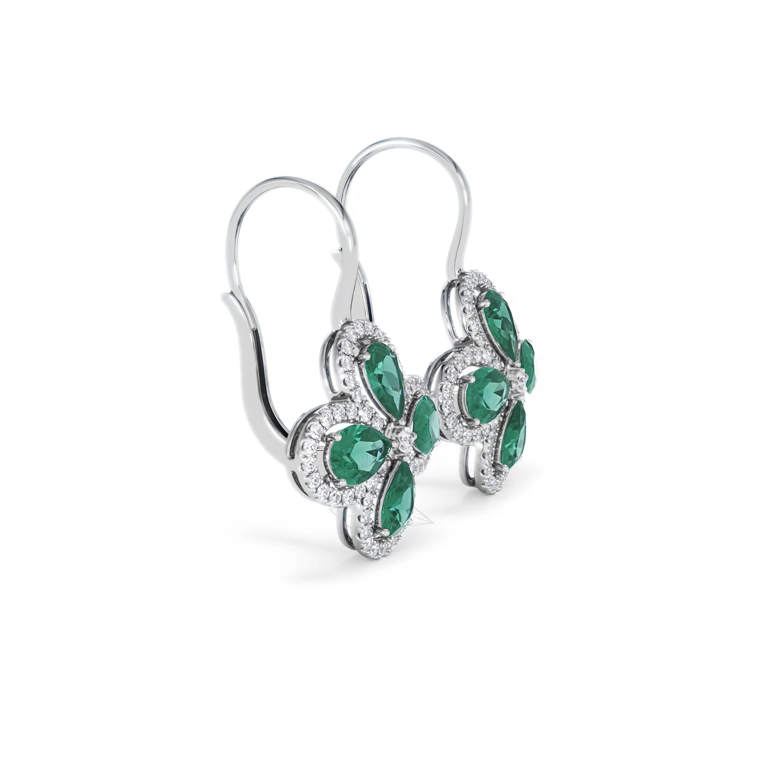 Bloom 4.75ct Lab Emerald and Lab Diamond Earrings in 18K White Gold - Image 23