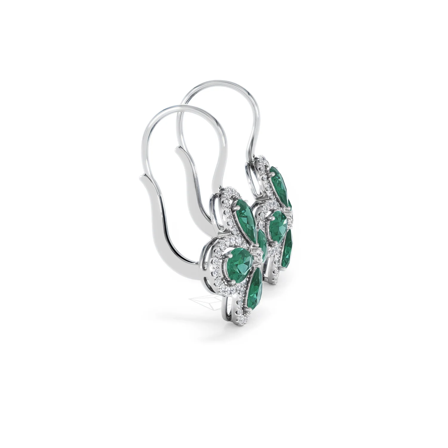 Bloom 4.75ct Lab Emerald and Lab Diamond Earrings in 18K White Gold - Image 26