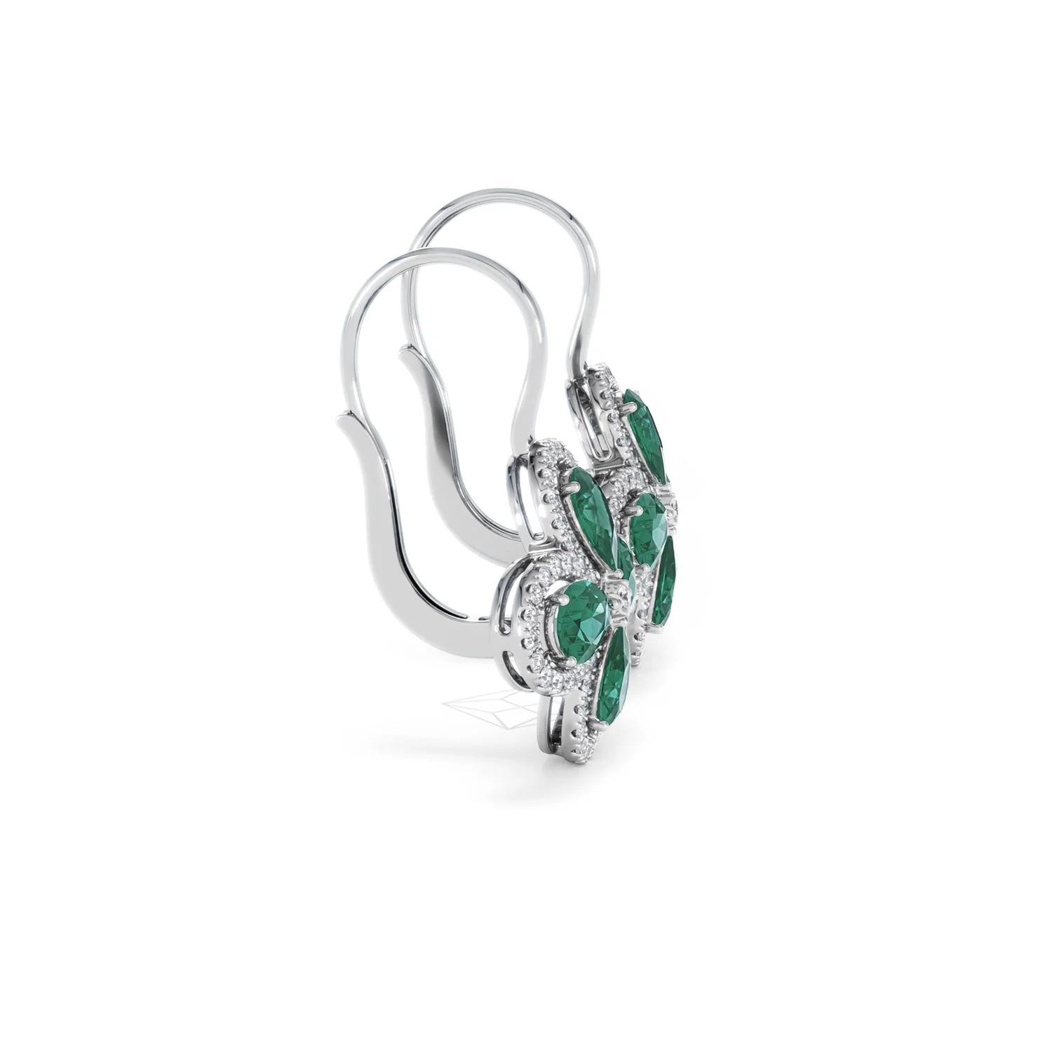 Bloom 4.75ct Lab Emerald and Lab Diamond Earrings in 18K White Gold - Image 27