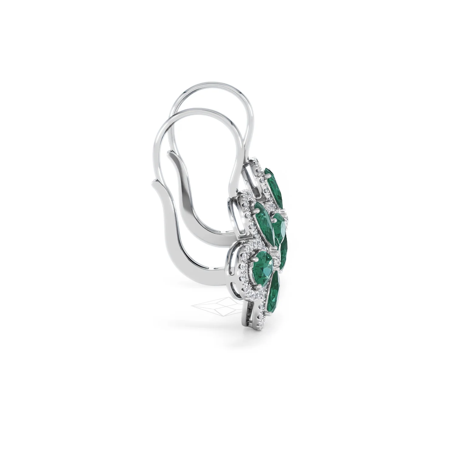 Bloom 4.75ct Lab Emerald and Lab Diamond Earrings in 18K White Gold - Image 28