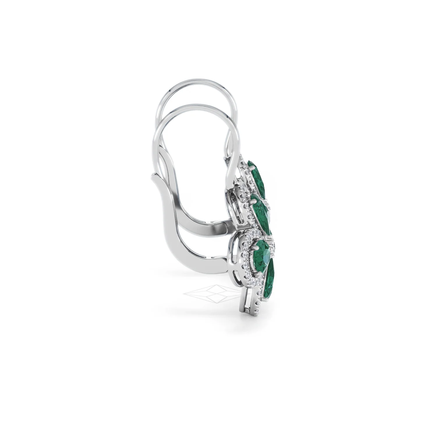 Bloom 4.75ct Lab Emerald and Lab Diamond Earrings in 18K White Gold - Image 29