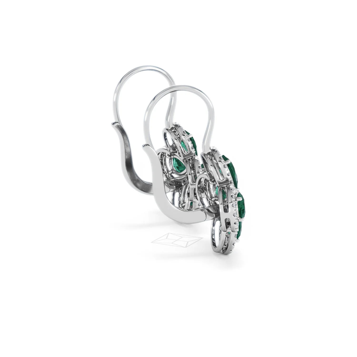 Bloom 4.75ct Lab Emerald and Lab Diamond Earrings in 18K White Gold - Image 33