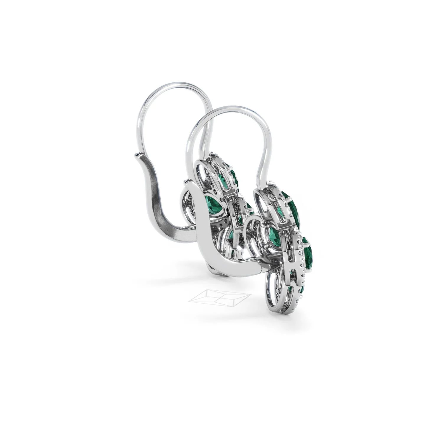 Bloom 4.75ct Lab Emerald and Lab Diamond Earrings in 18K White Gold - Image 34