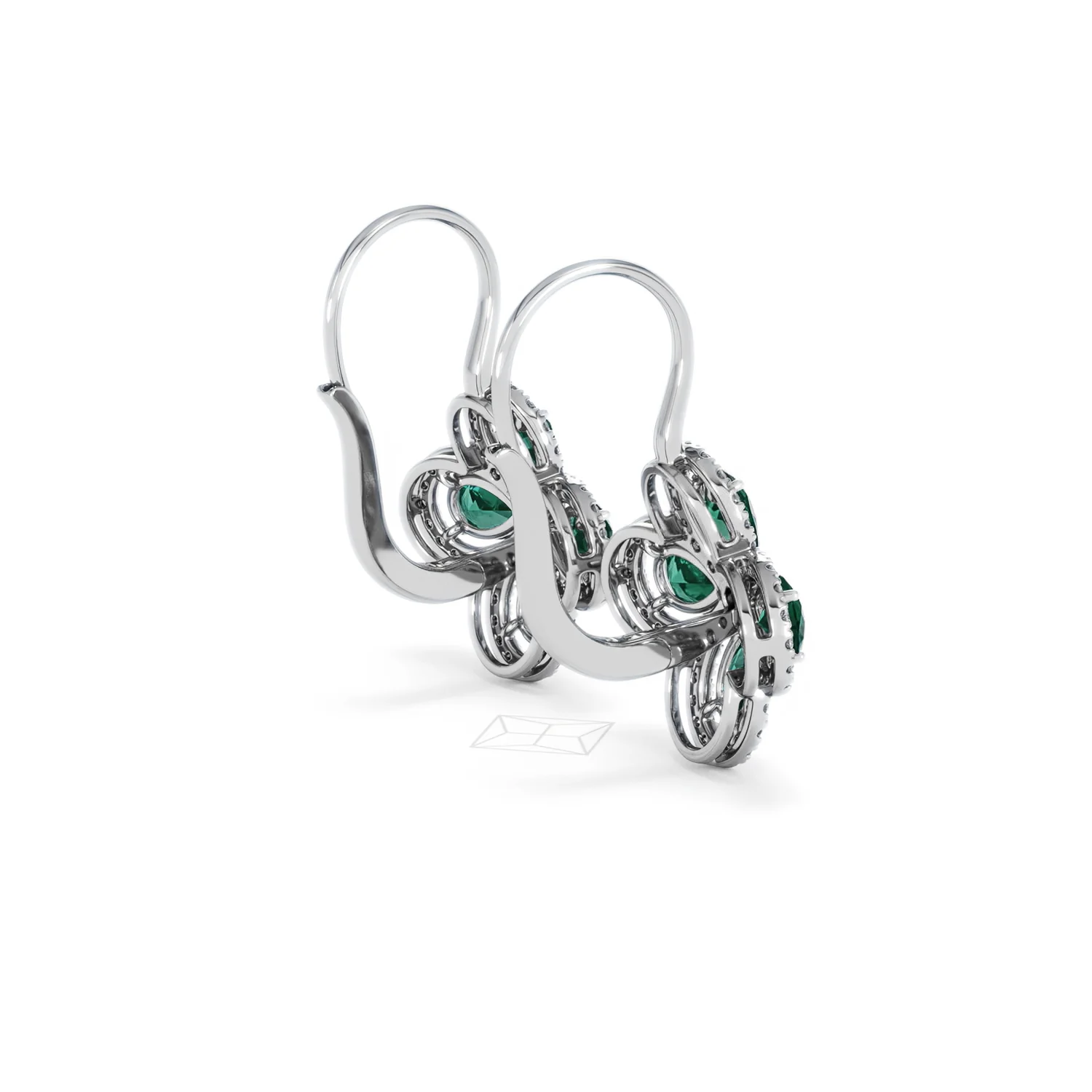 Bloom 4.75ct Lab Emerald and Lab Diamond Earrings in 18K White Gold - Image 36