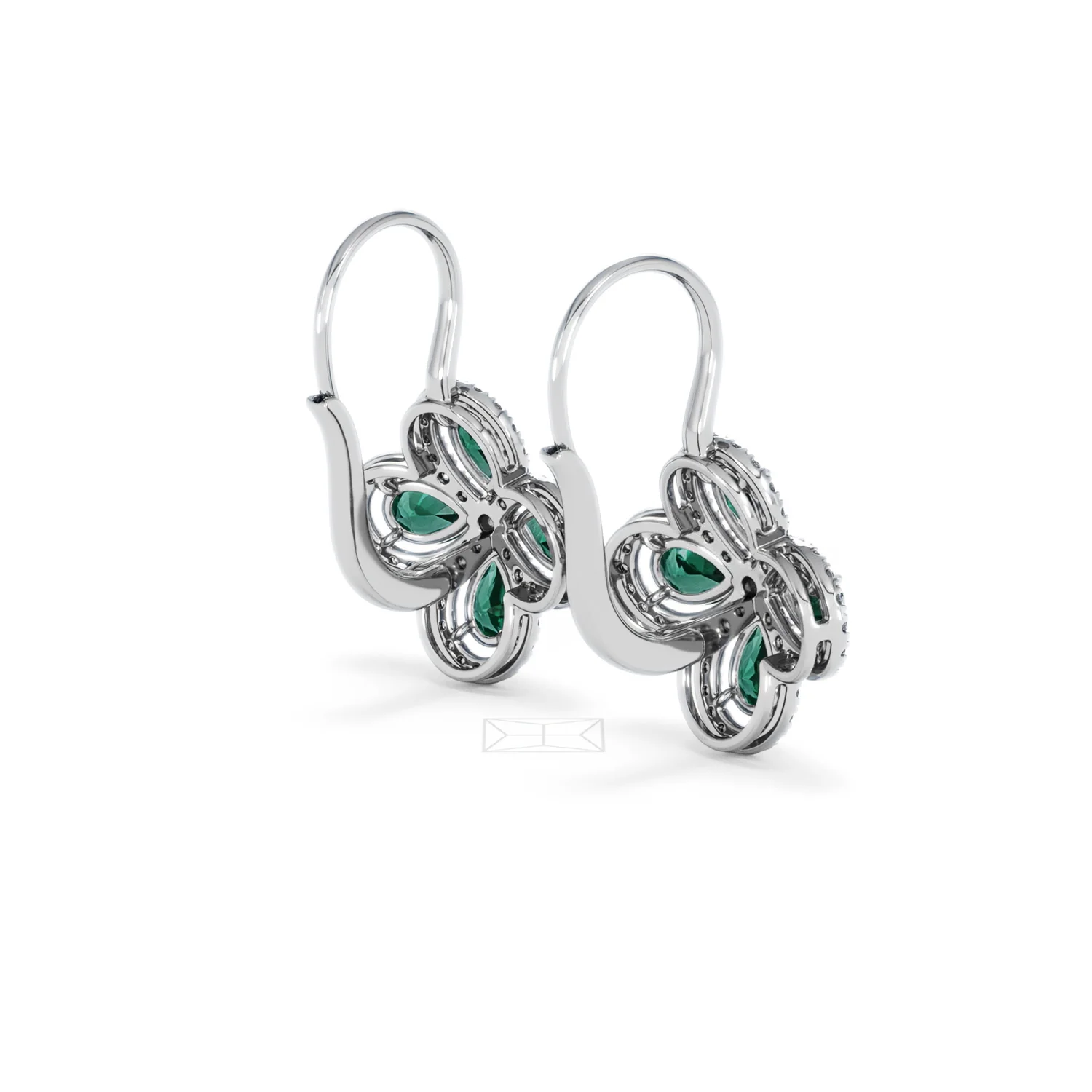 Bloom 4.75ct Lab Emerald and Lab Diamond Earrings in 18K White Gold - Image 39