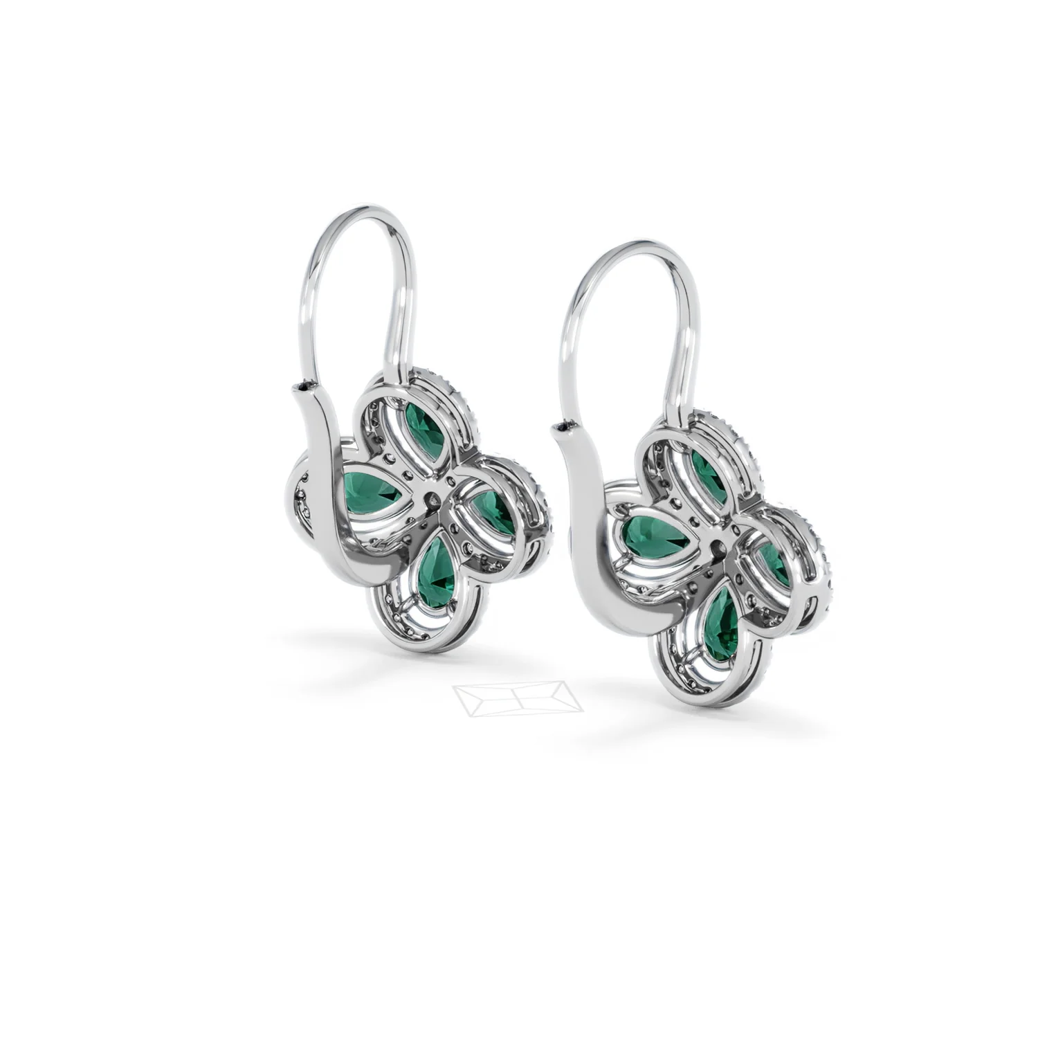 Bloom 4.75ct Lab Emerald and Lab Diamond Earrings in 18K White Gold - Image 41