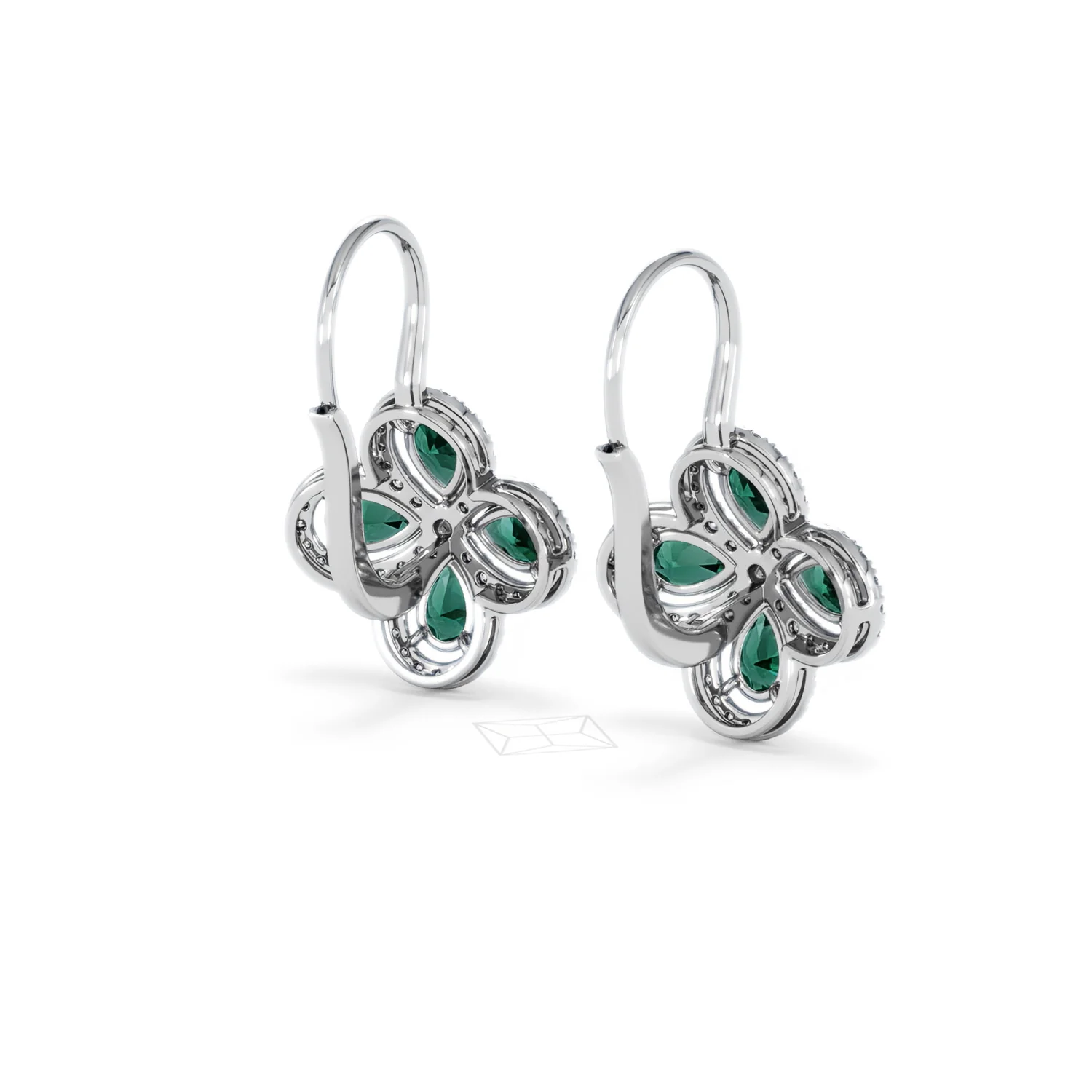 Bloom 4.75ct Lab Emerald and Lab Diamond Earrings in 18K White Gold - Image 42