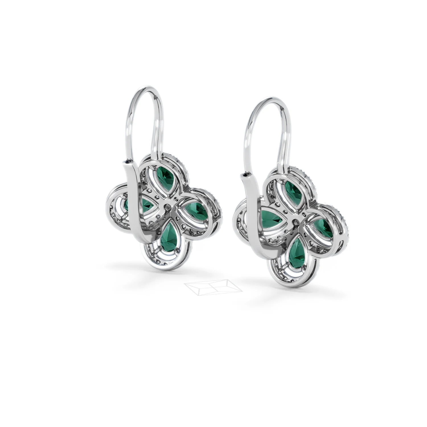 Bloom 4.75ct Lab Emerald and Lab Diamond Earrings in 18K White Gold - Image 43
