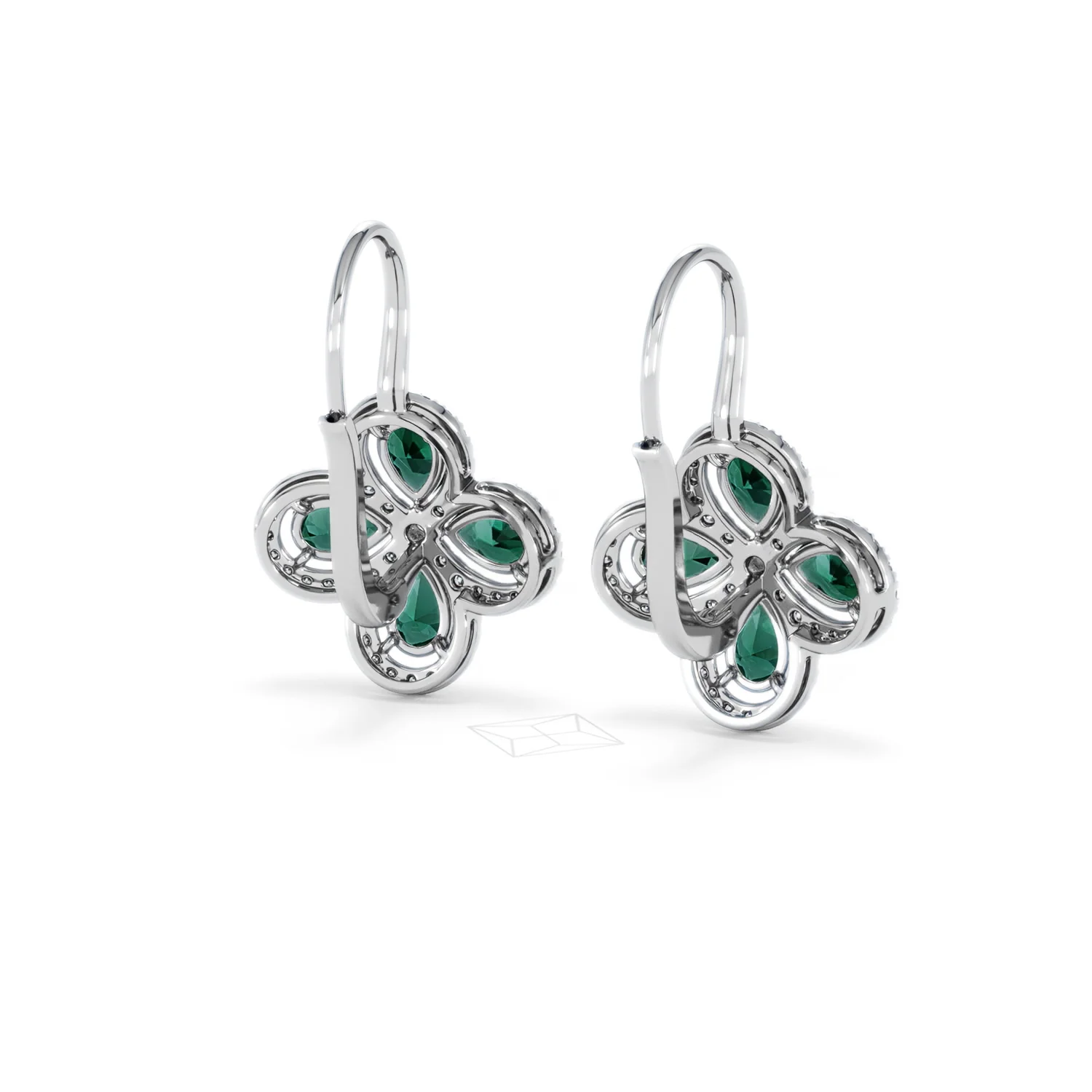 Bloom 4.75ct Lab Emerald and Lab Diamond Earrings in 18K White Gold - Image 44
