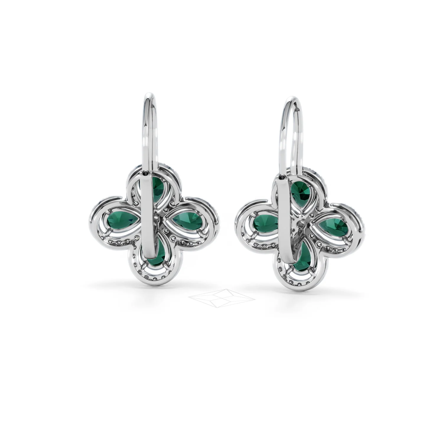 Bloom 4.75ct Lab Emerald and Lab Diamond Earrings in 18K White Gold - Image 47