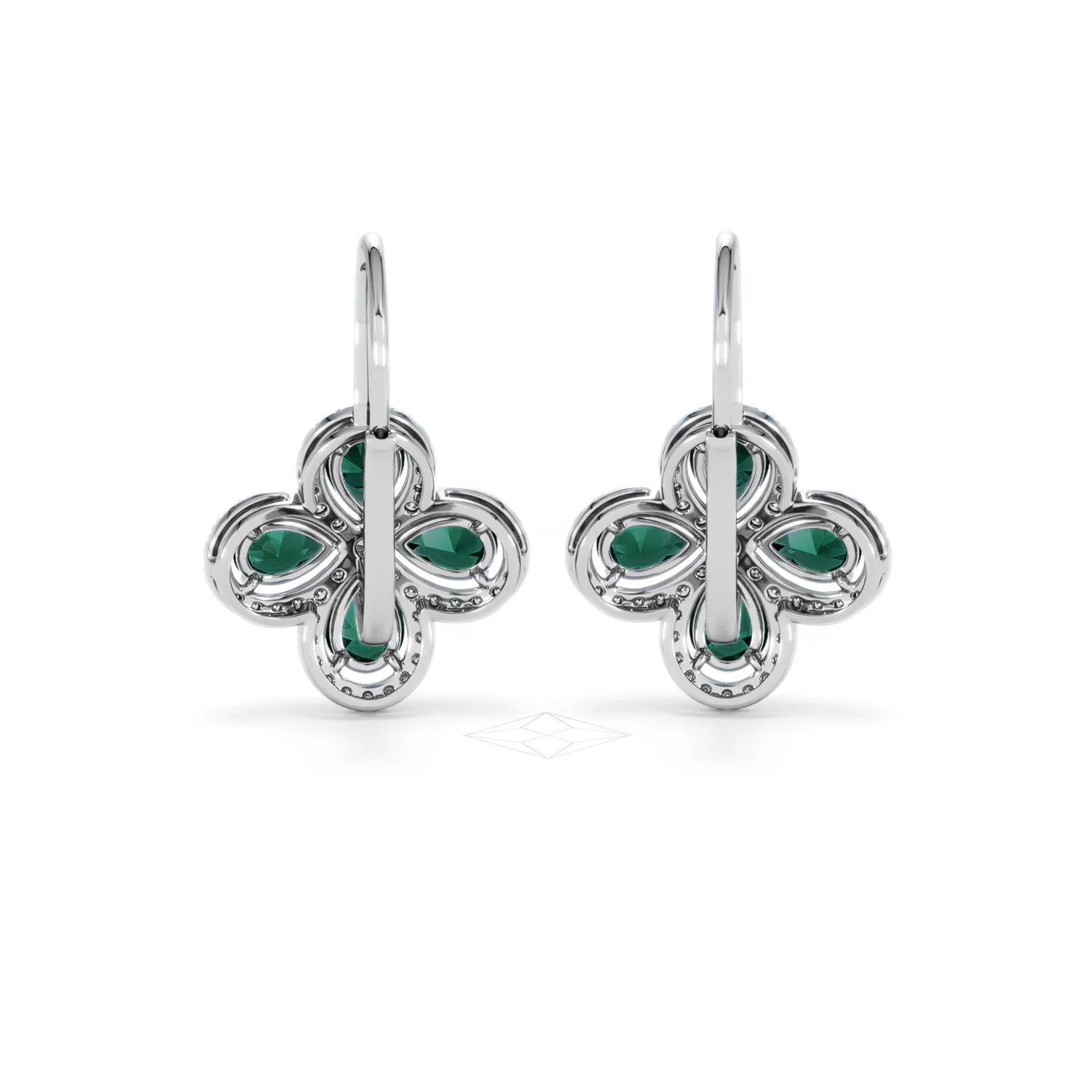 Bloom 4.75ct Lab Emerald and Lab Diamond Earrings in 18K White Gold - Image 49