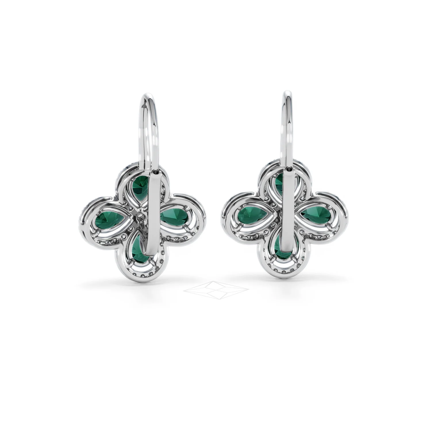 Bloom 4.75ct Lab Emerald and Lab Diamond Earrings in 18K White Gold - Image 50
