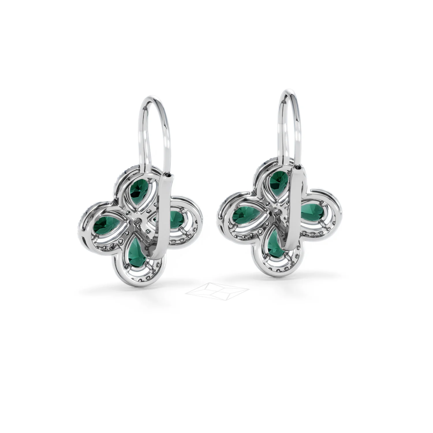 Bloom 4.75ct Lab Emerald and Lab Diamond Earrings in 18K White Gold - Image 52