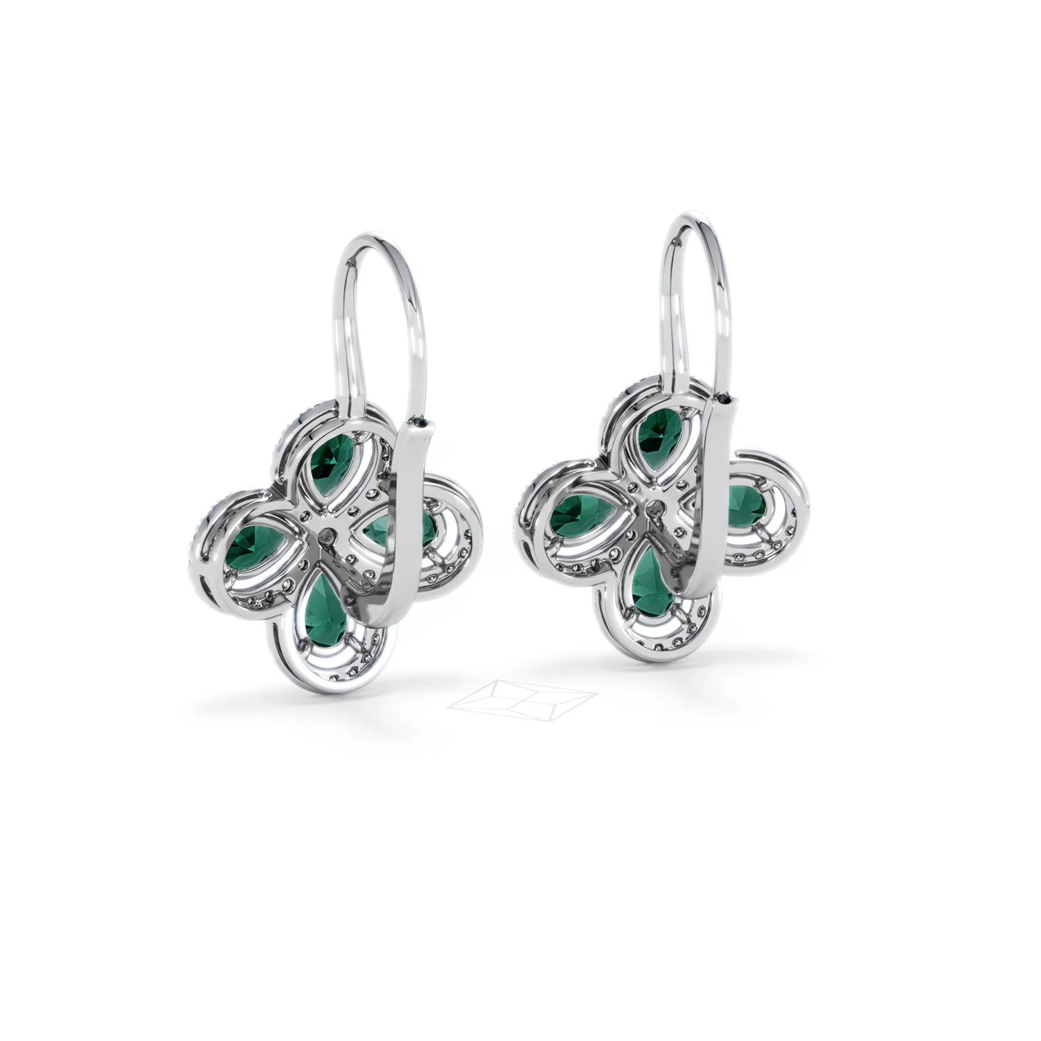Bloom 4.75ct Lab Emerald and Lab Diamond Earrings in 18K White Gold - Image 53