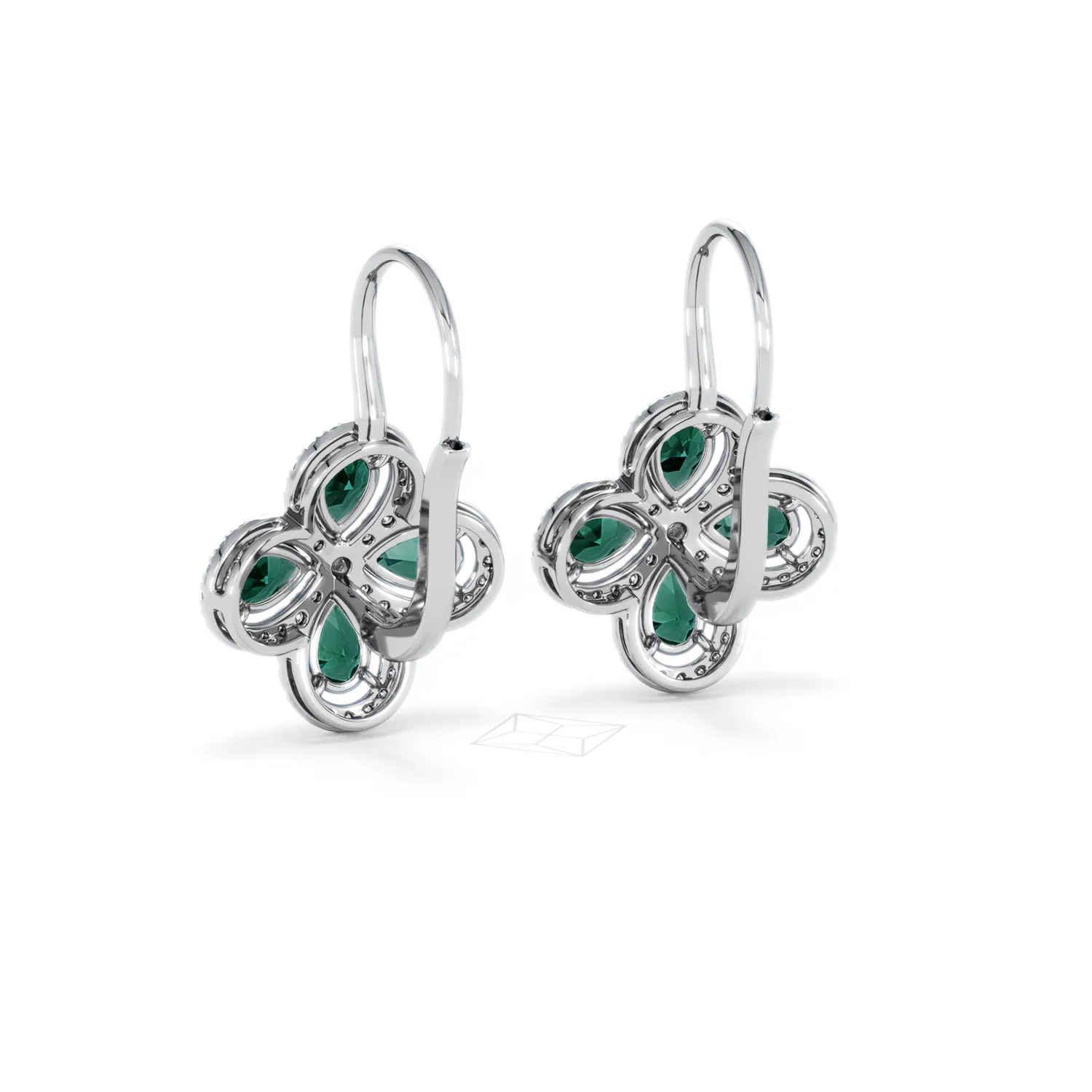 Bloom 4.75ct Lab Emerald and Lab Diamond Earrings in 18K White Gold - Image 54