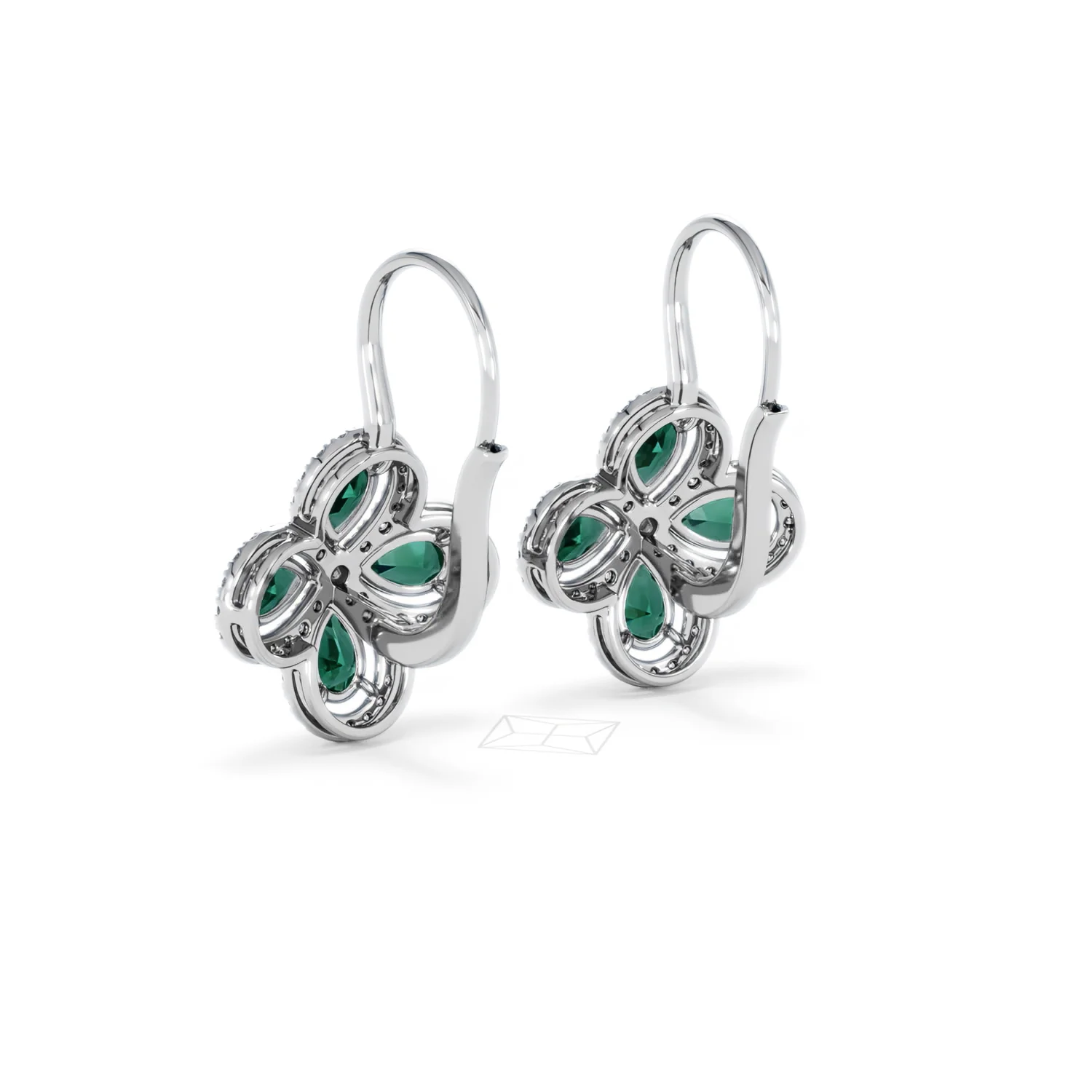 Bloom 4.75ct Lab Emerald and Lab Diamond Earrings in 18K White Gold - Image 56