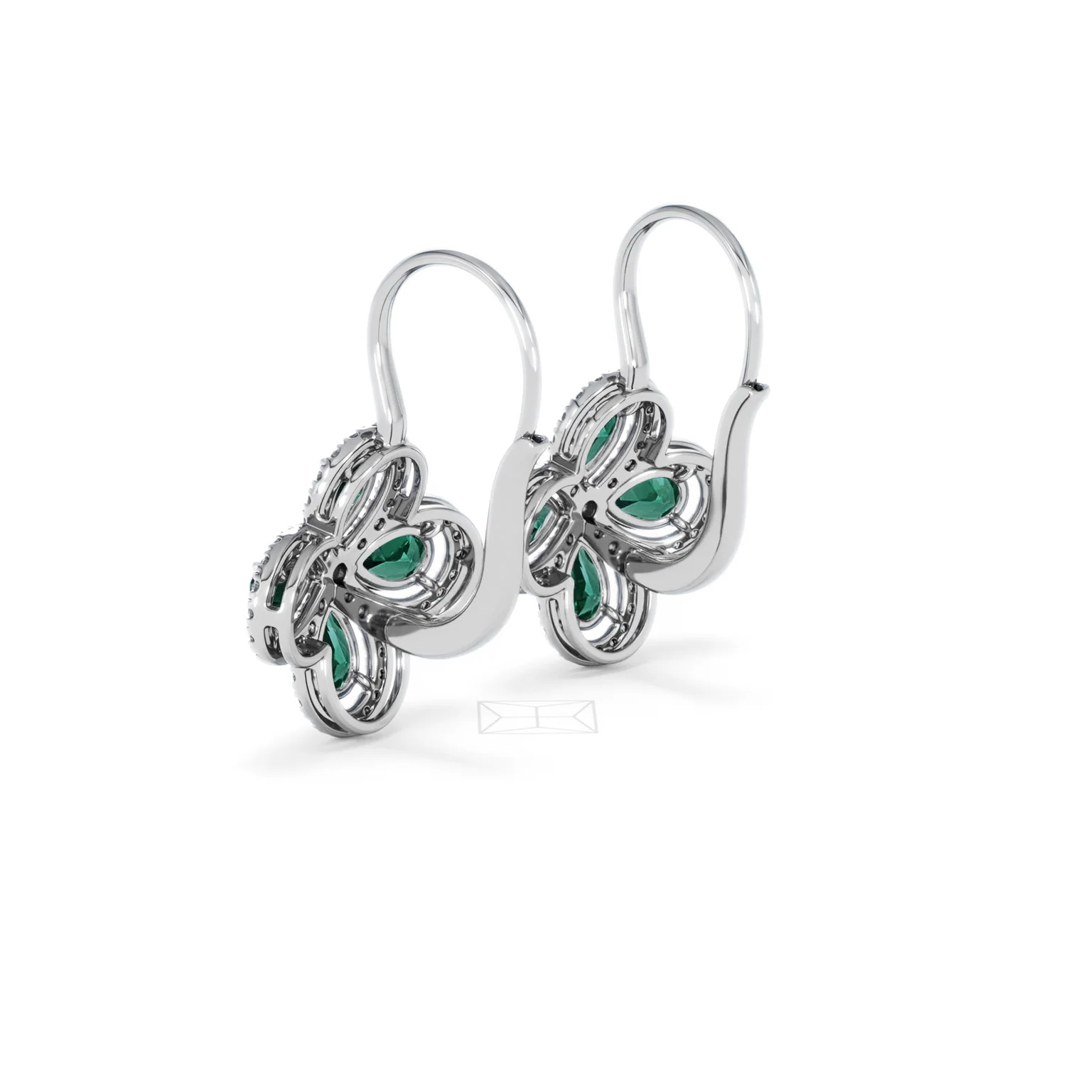 Bloom 4.75ct Lab Emerald and Lab Diamond Earrings in 18K White Gold - Image 59